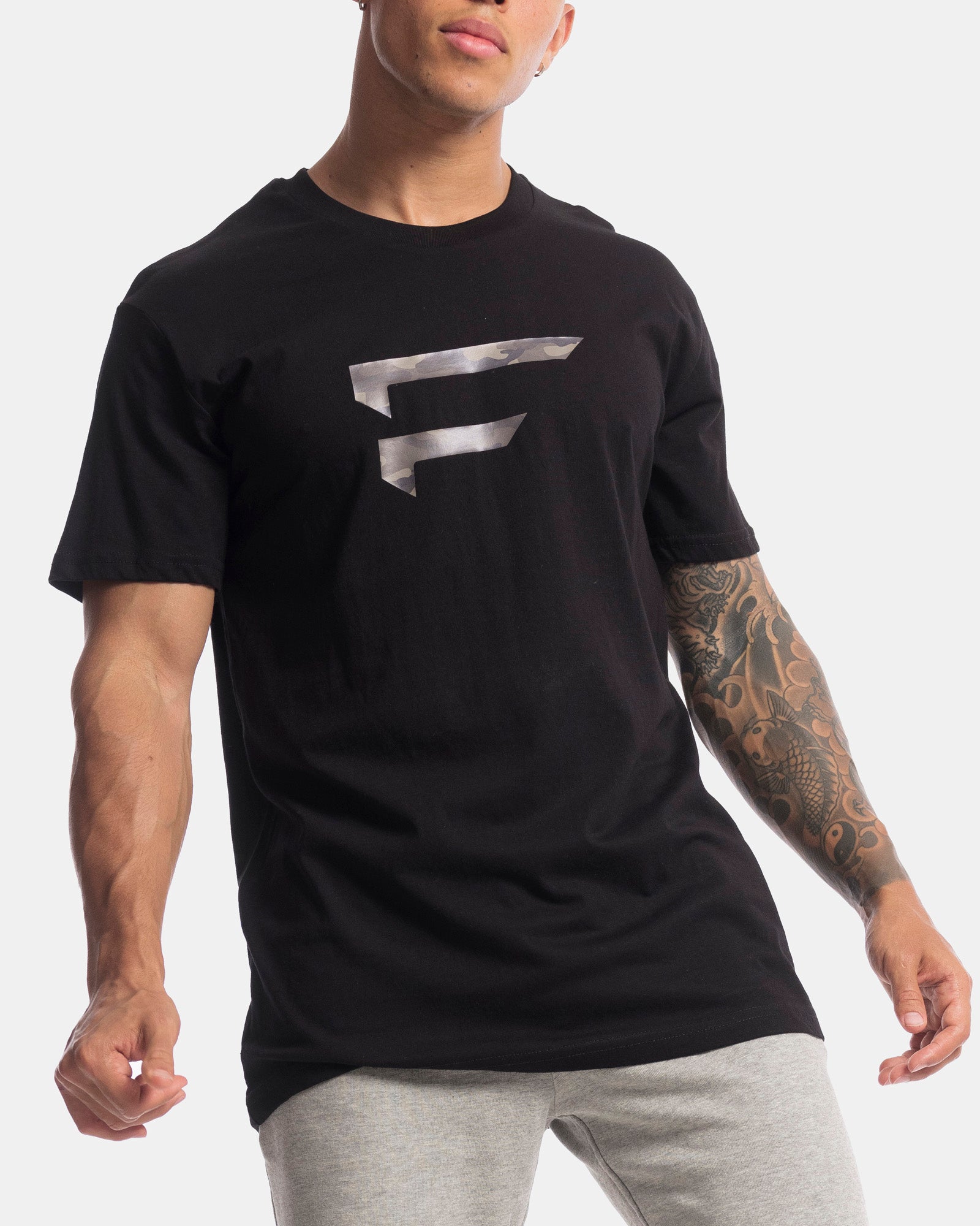 Mens Performance Camo Logo Tee - Black