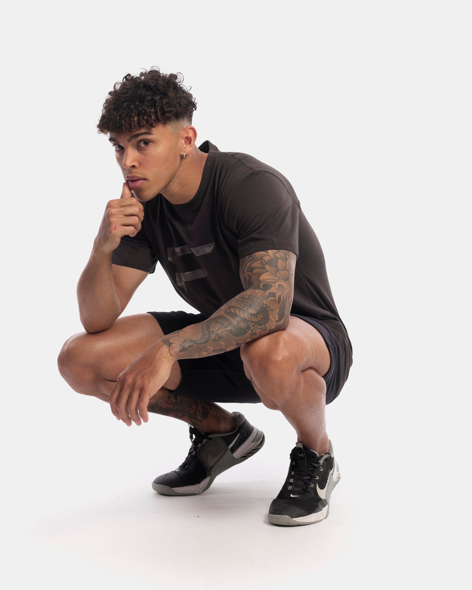 Mens Performance Camo Logo Tee - Vintage Black