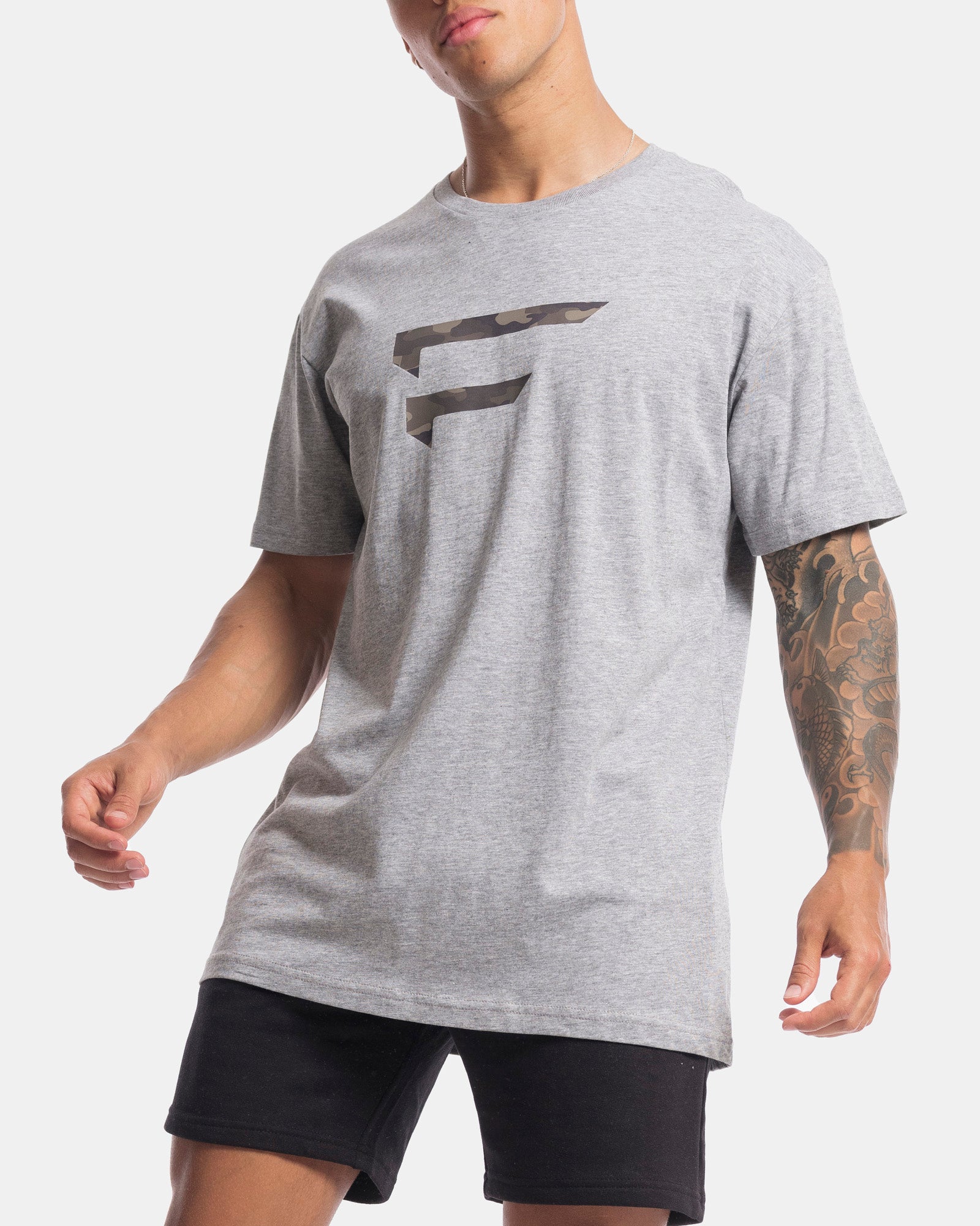 Mens Performance Camo Logo Tee - Marle Grey