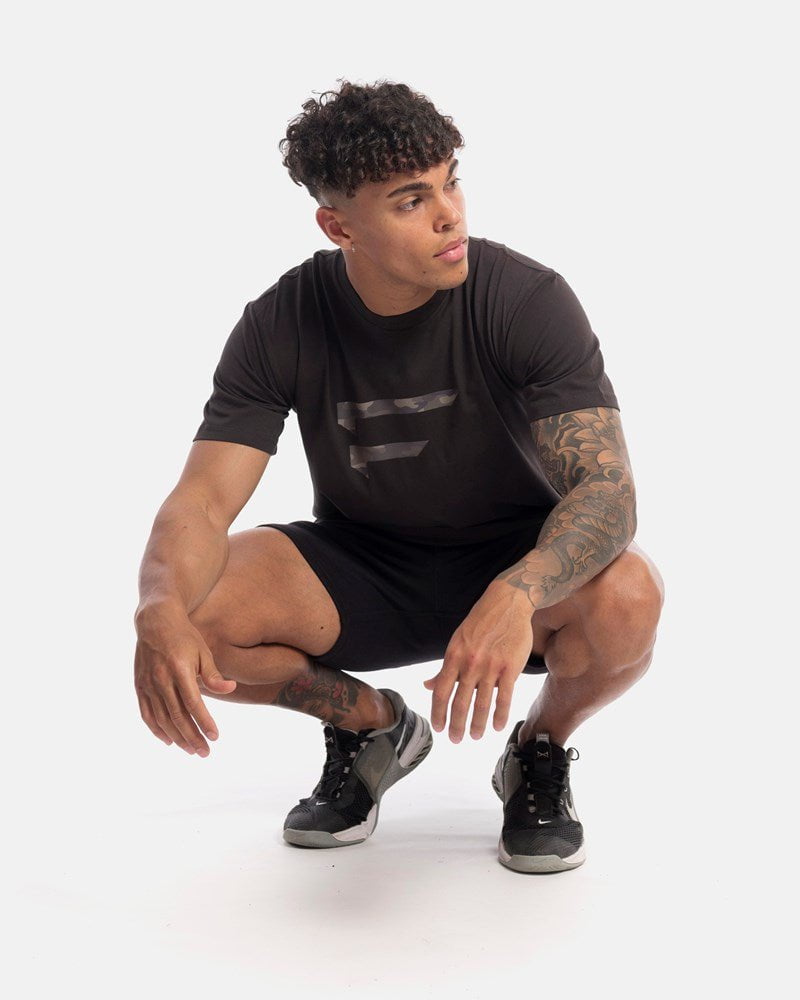 Mens Performance Camo Logo Tee - Vintage Black