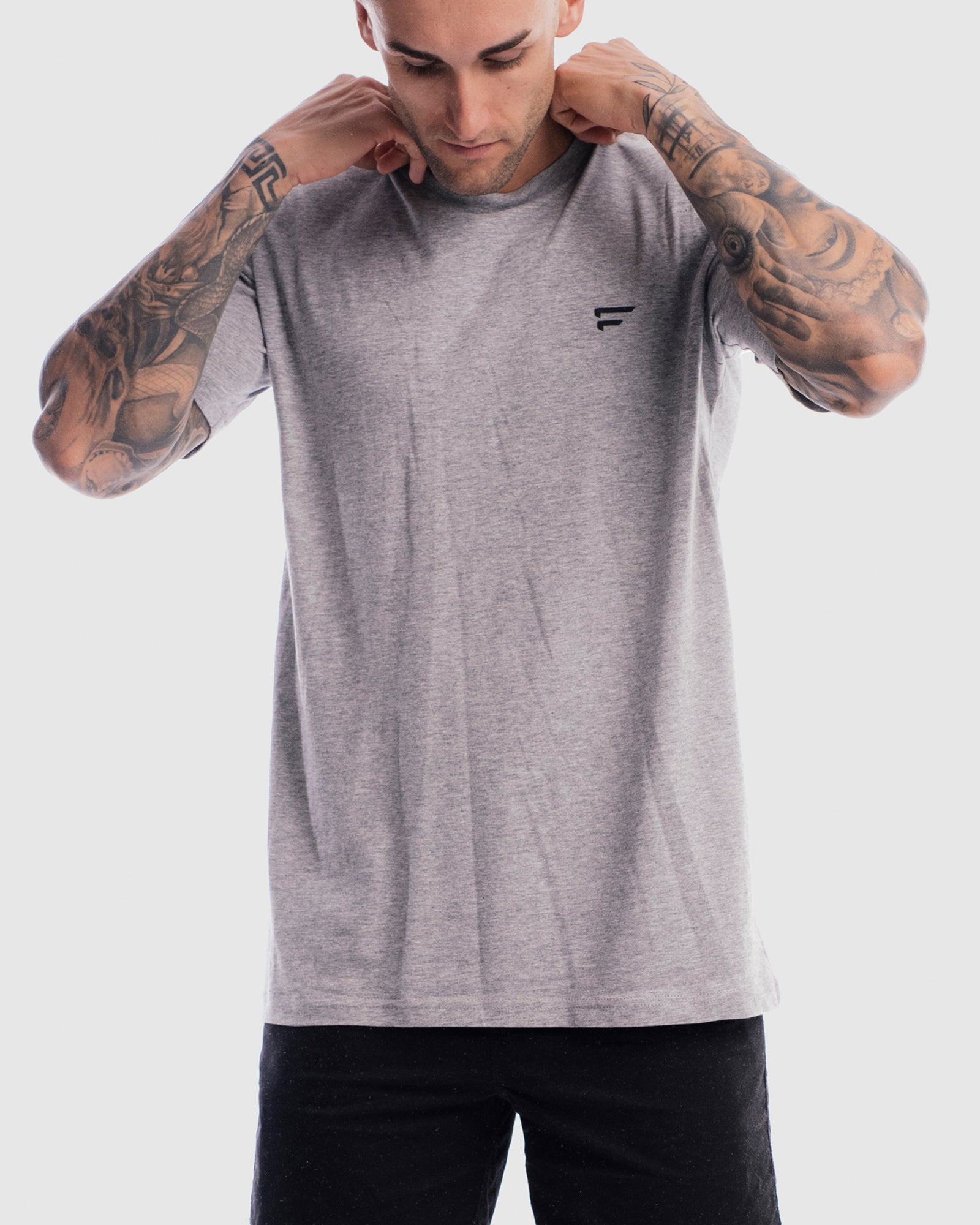 Mens Performance Crest Rise Tee - Marle Grey