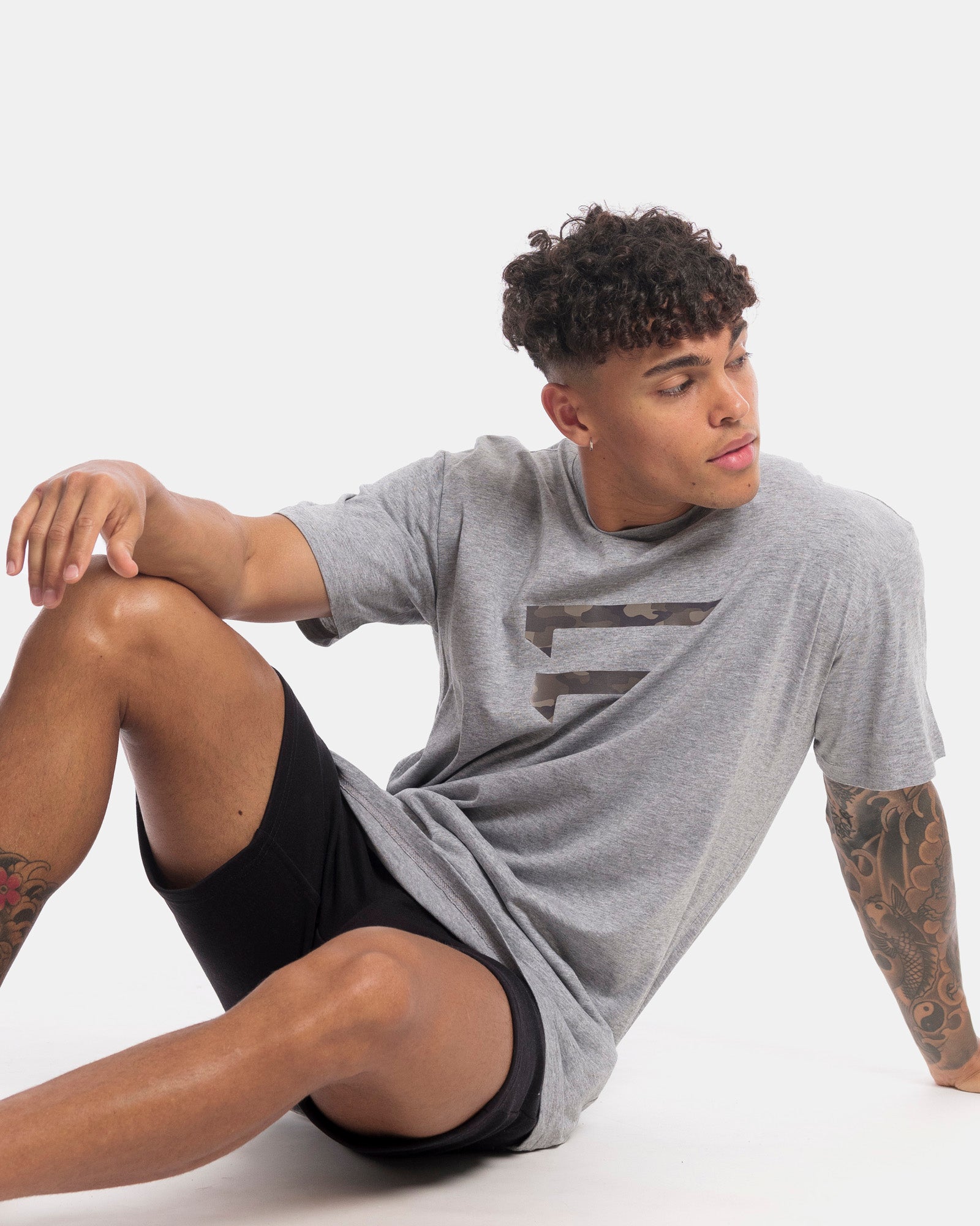 Mens Performance Camo Logo Tee - Marle Grey