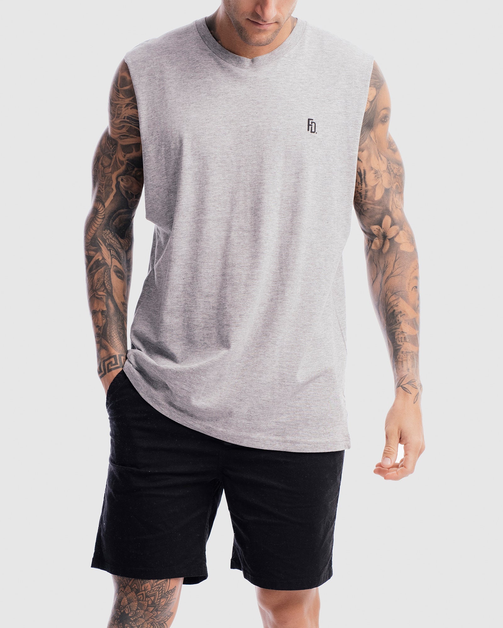 Mens Contract Rise Tank - Marle Grey