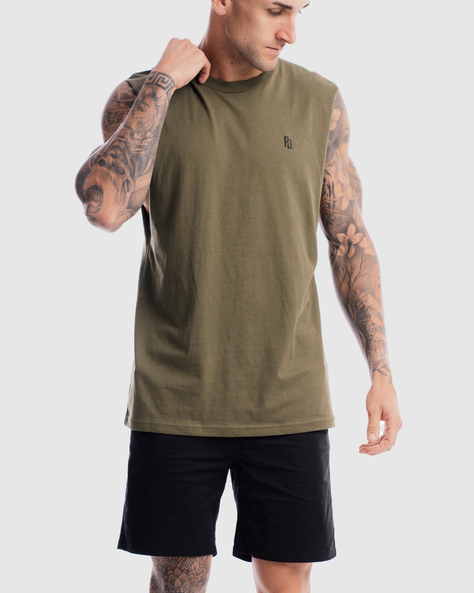 Mens Contract Rise Tank - Olive