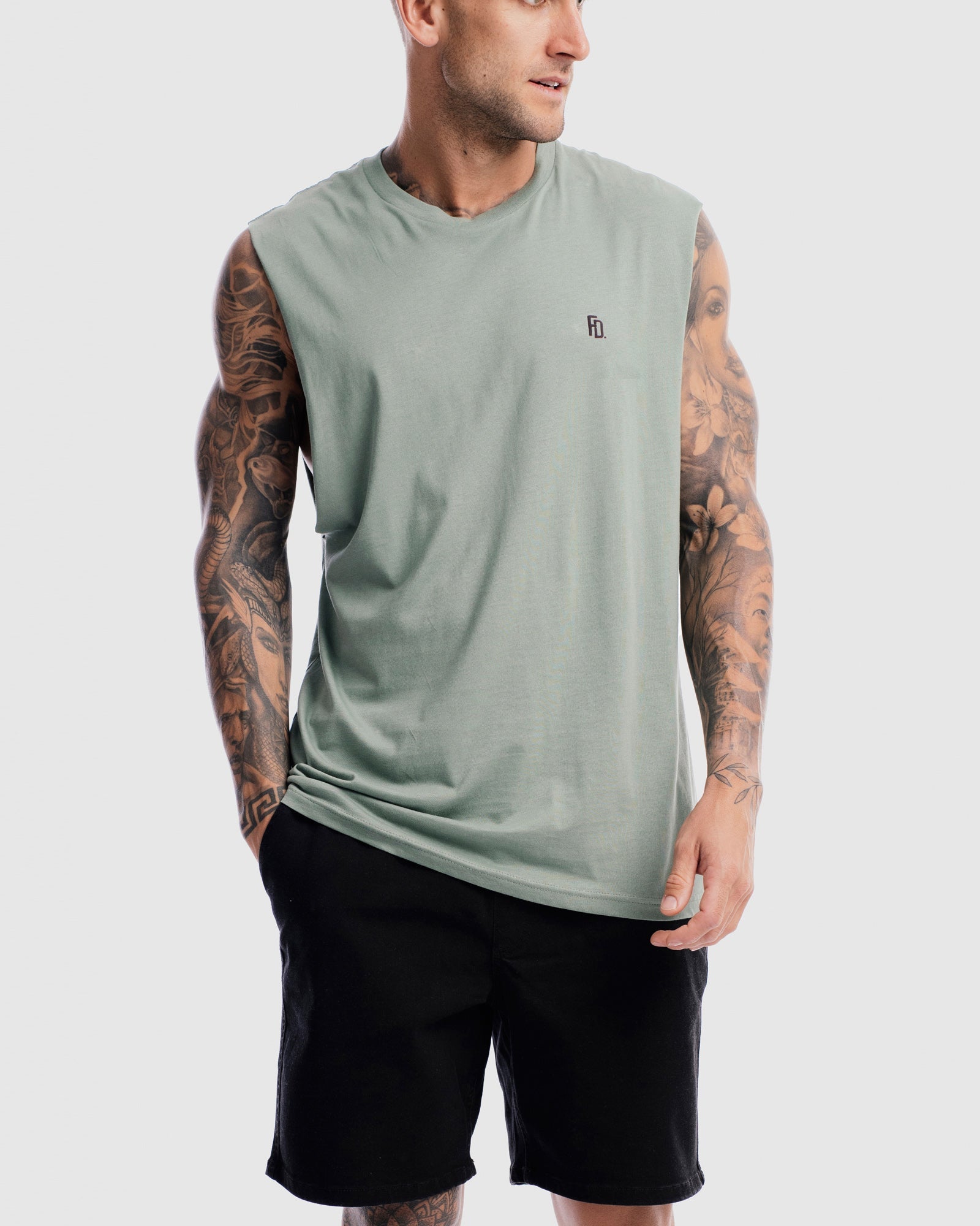 Mens Contract Rise Tank - Sage