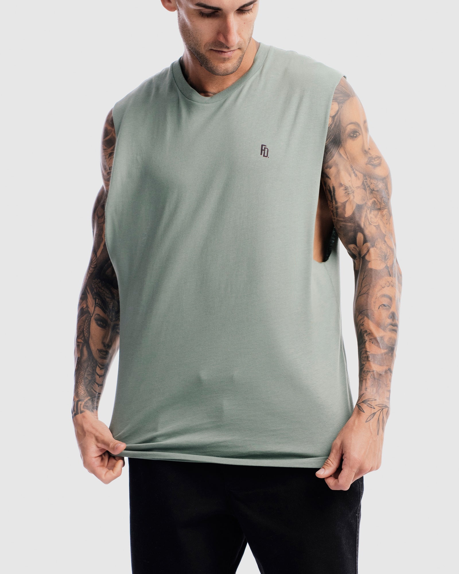 Mens Contract Rise Tank - Sage