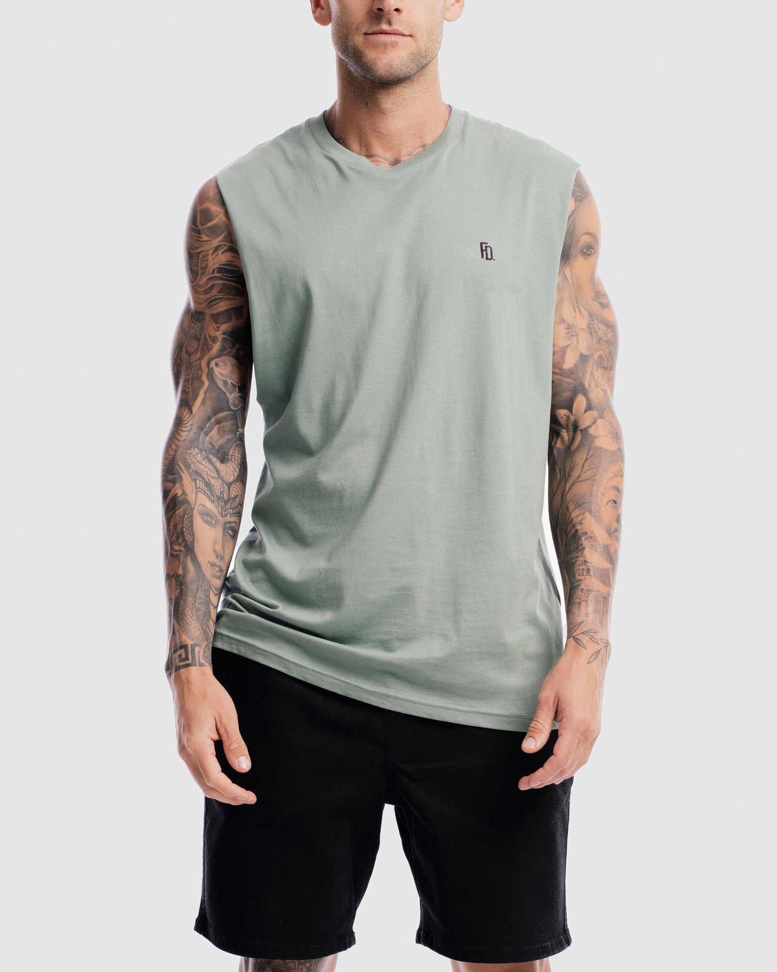 Mens Contract Rise Tank - Sage