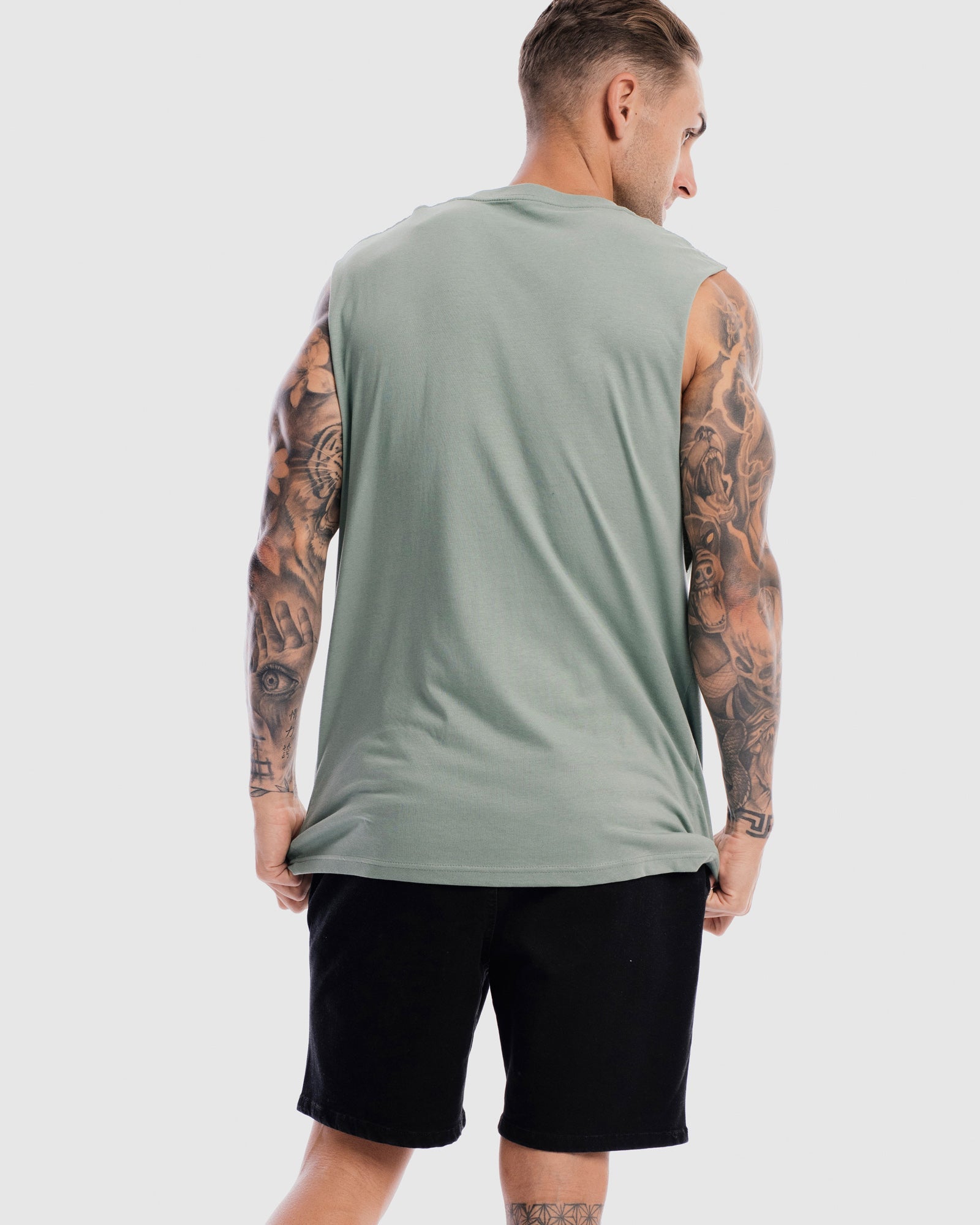 Mens Contract Rise Tank - Sage