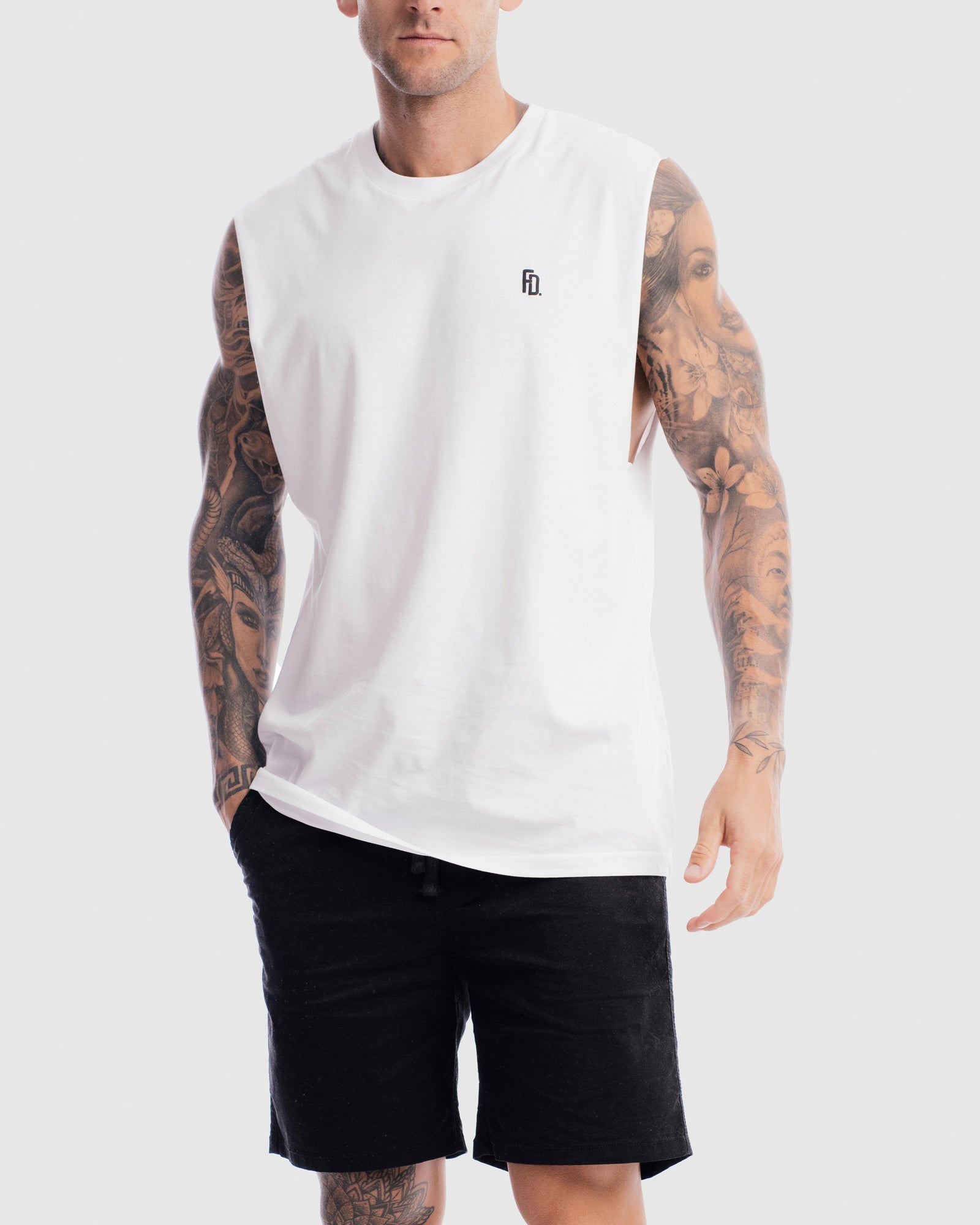 Mens Contract Rise Tank - White