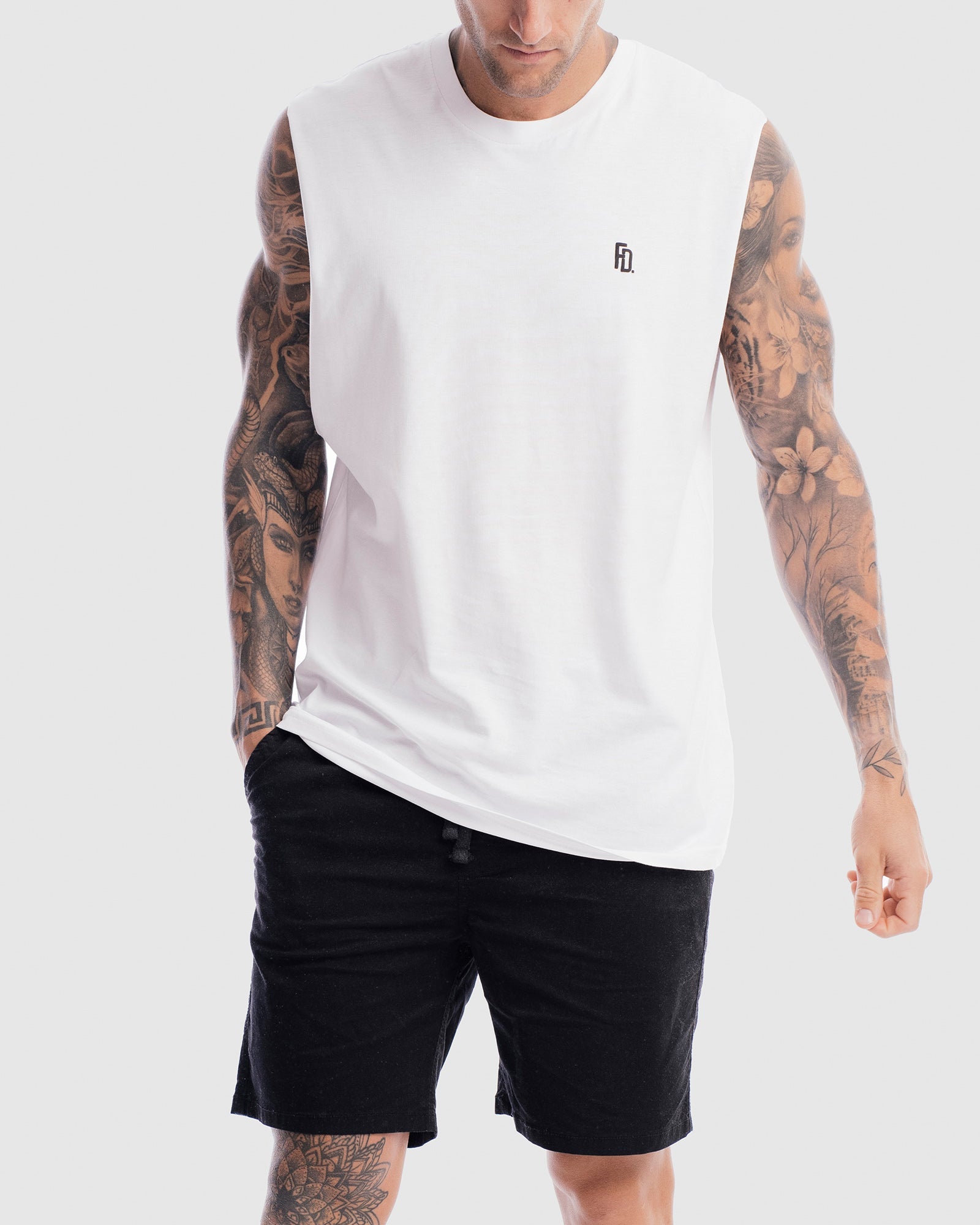 Mens Contract Rise Tank - White