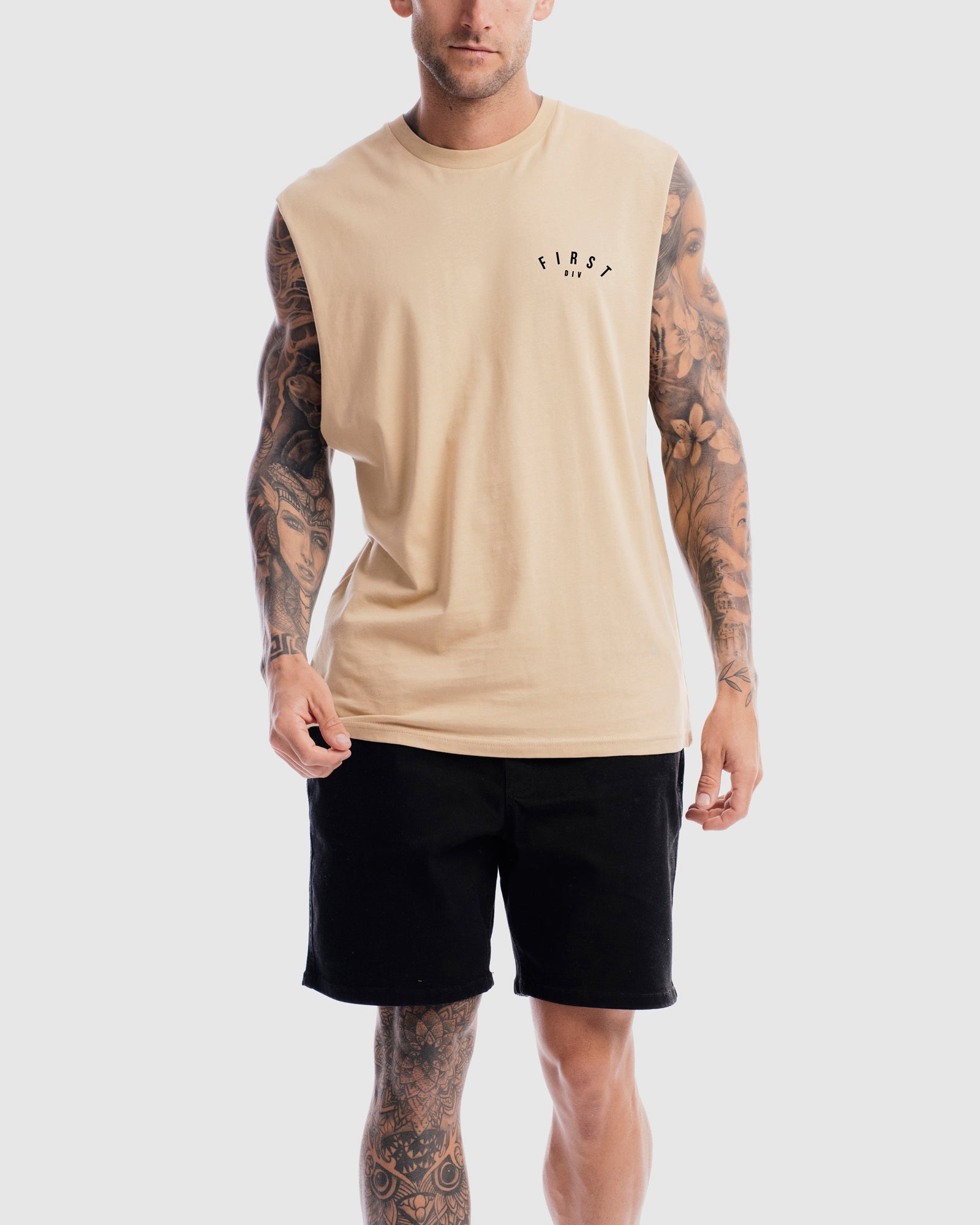 Mens Core Crest Tank - Camel