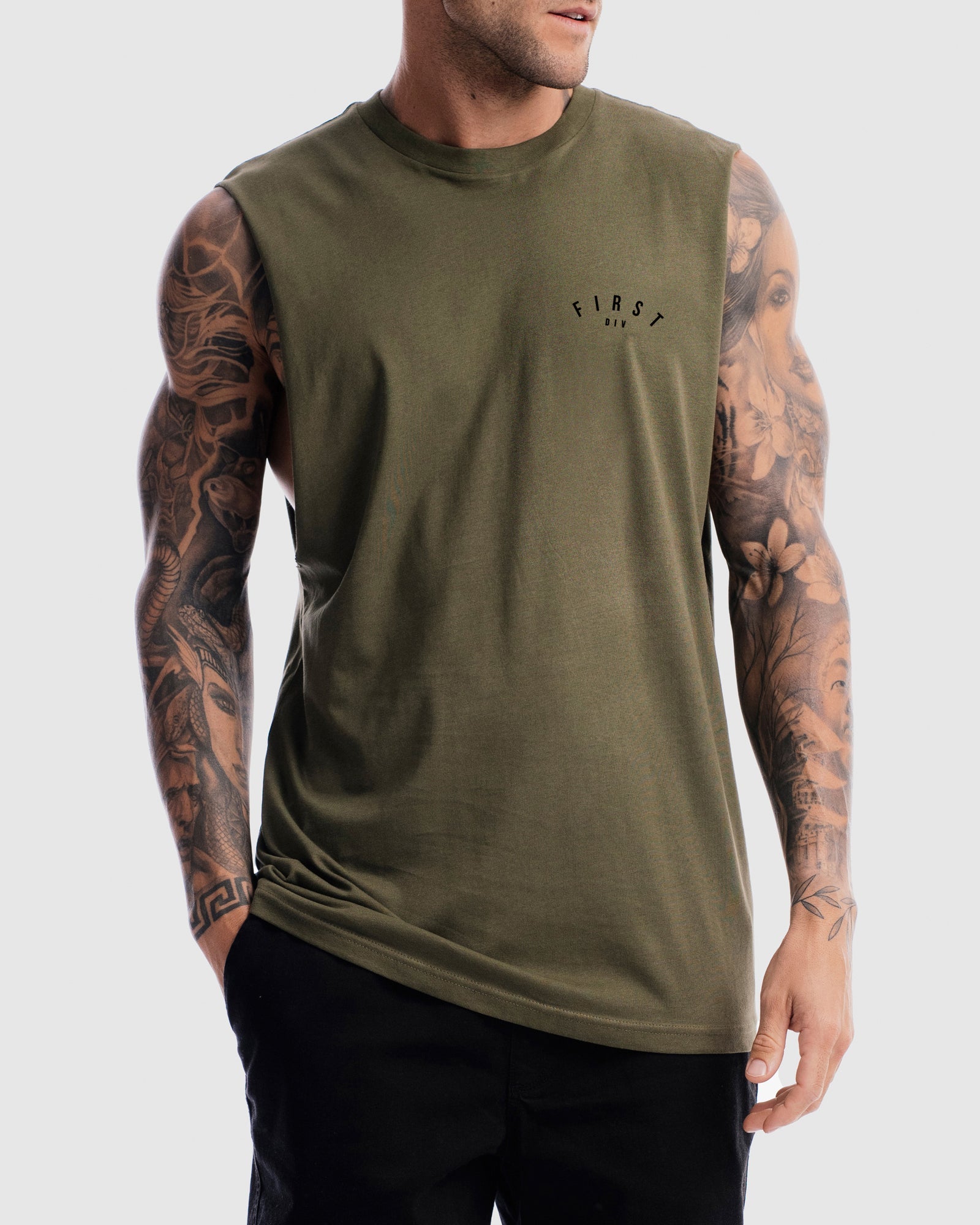 Mens Core Crest Tank - Olive