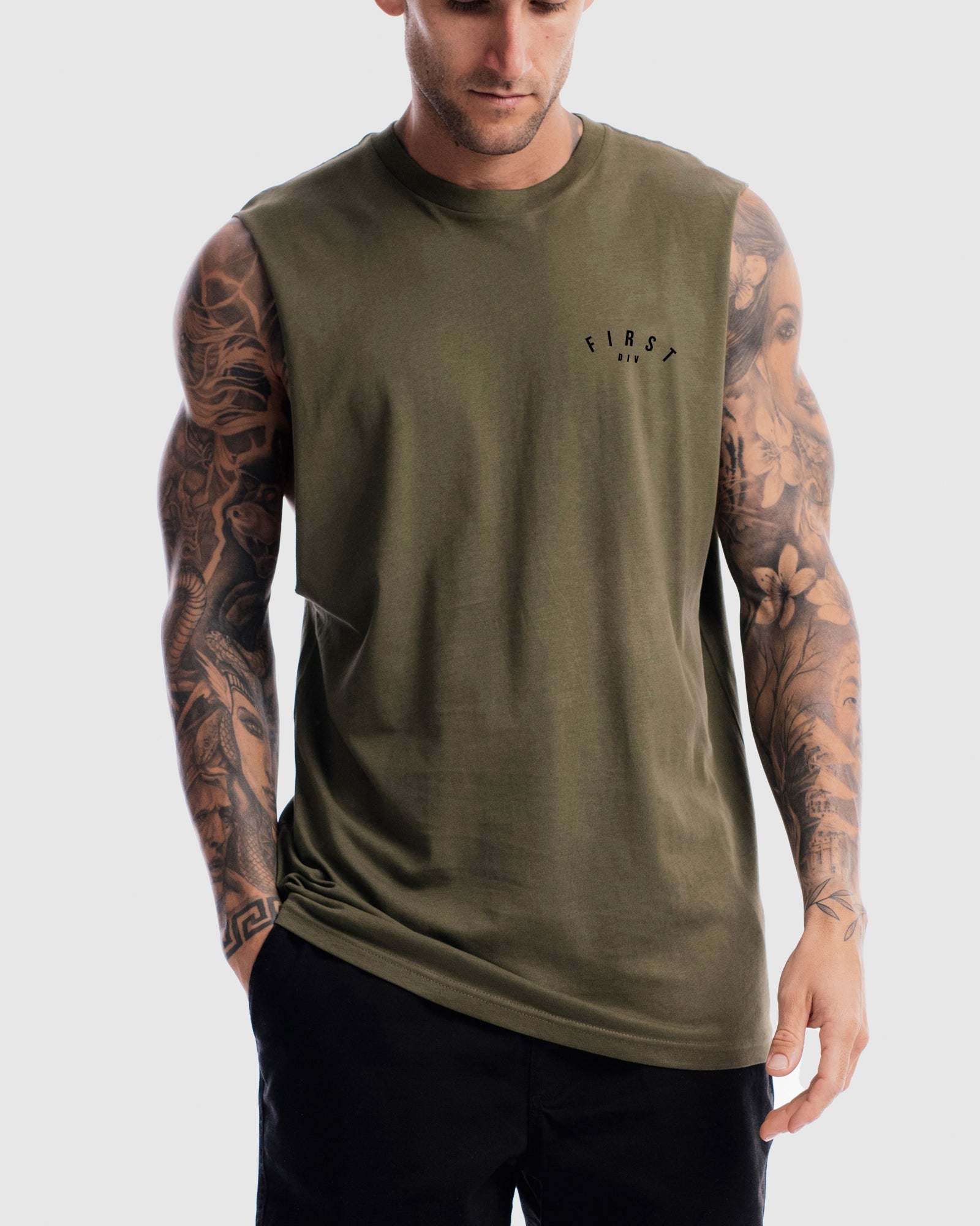 Mens Core Crest Tank - Olive