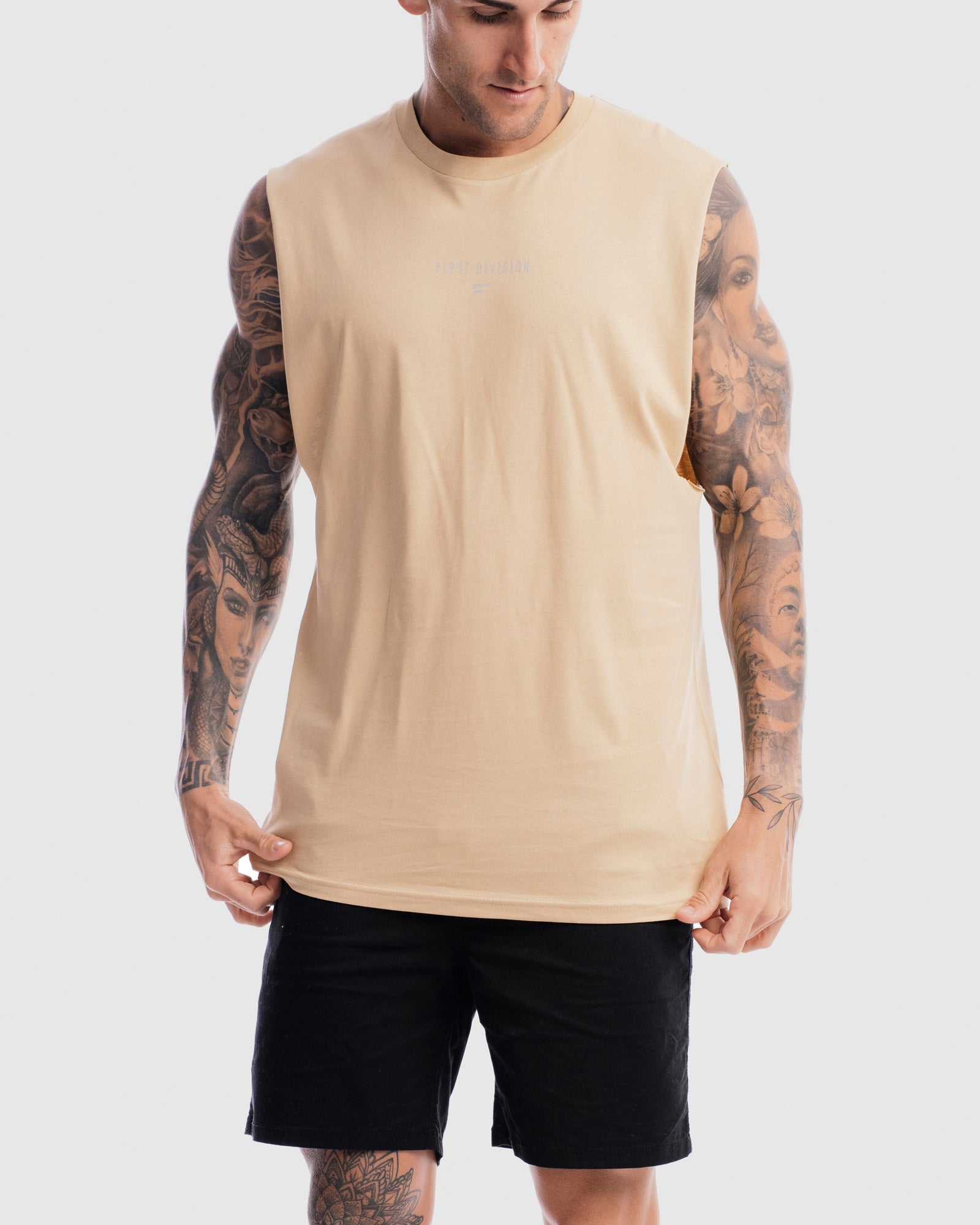 Mens Grand Stand Centre Tank - Camel