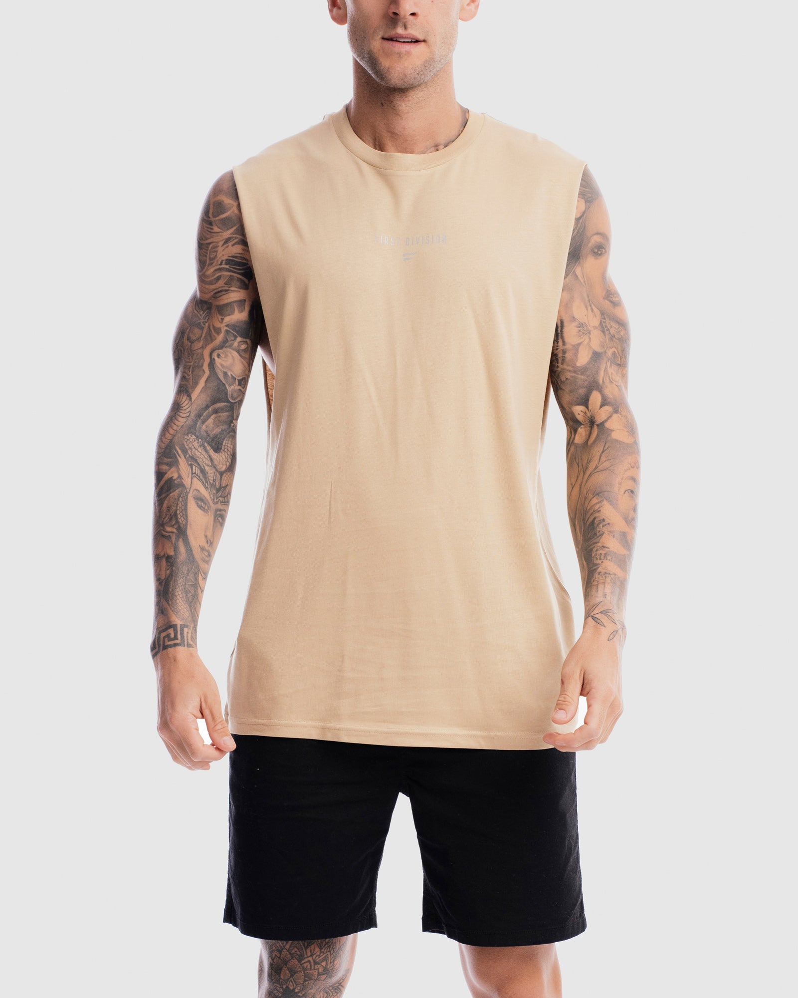 Mens Grand Stand Centre Tank - Camel