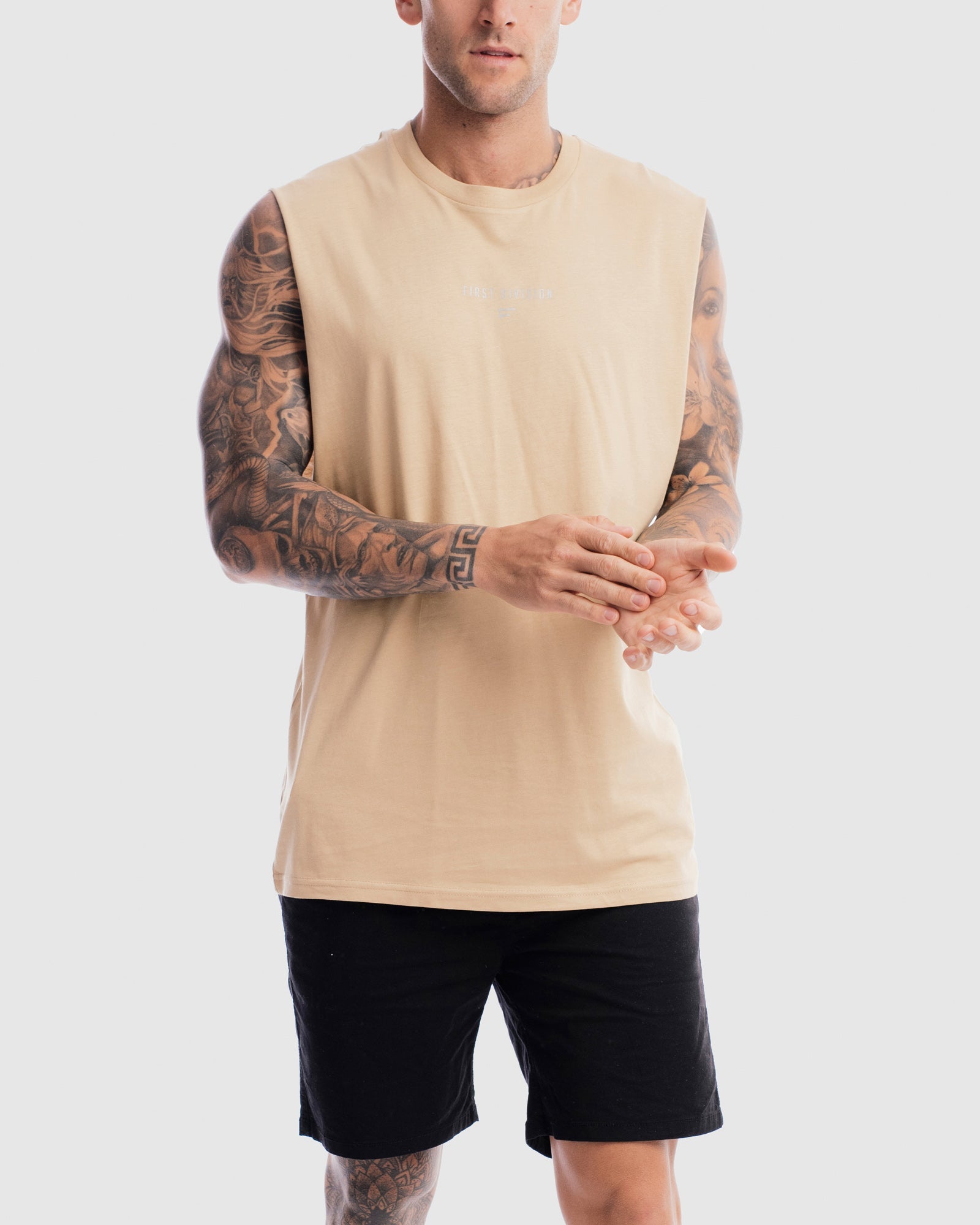 Mens Grand Stand Centre Tank - Camel