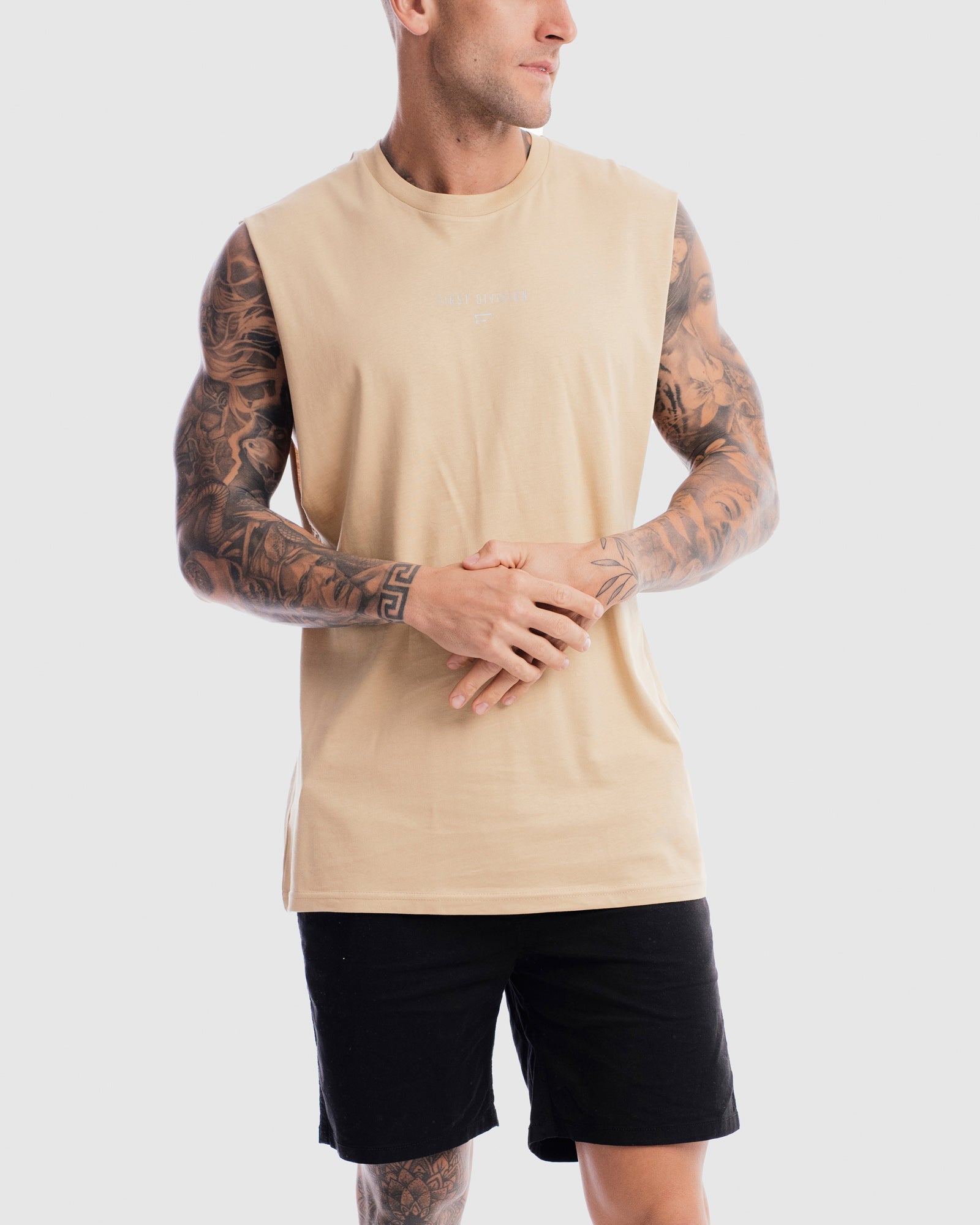 Mens Grand Stand Centre Tank - Camel