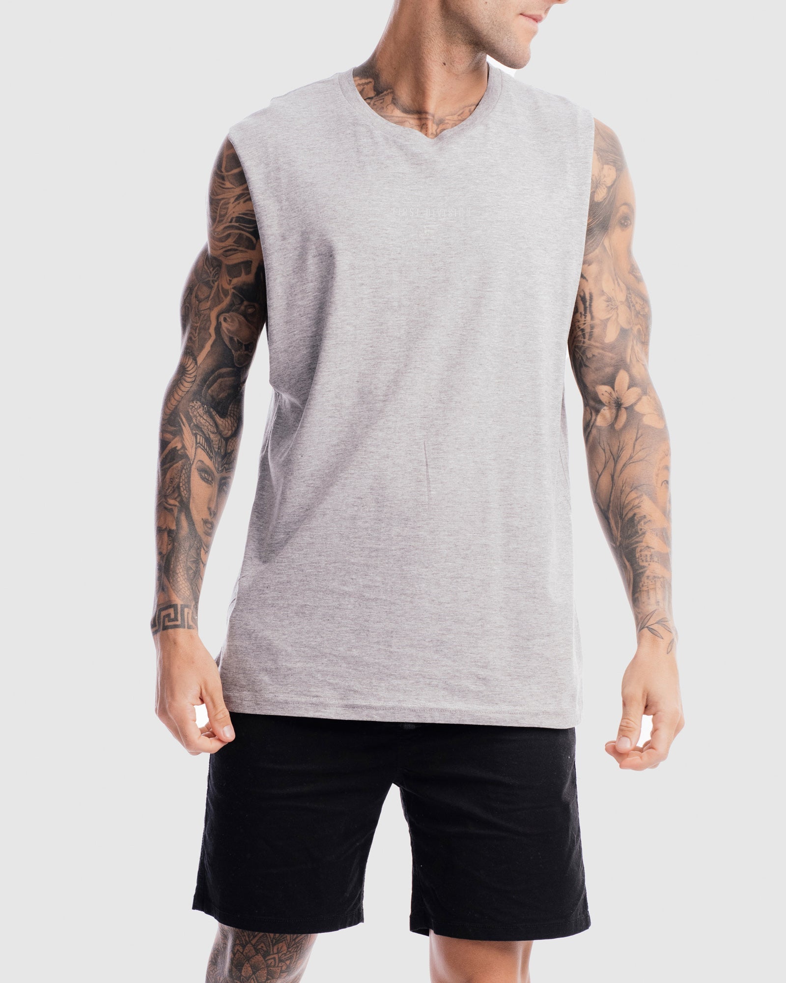 Mens Grand Stand Centre Tank - Marle Grey