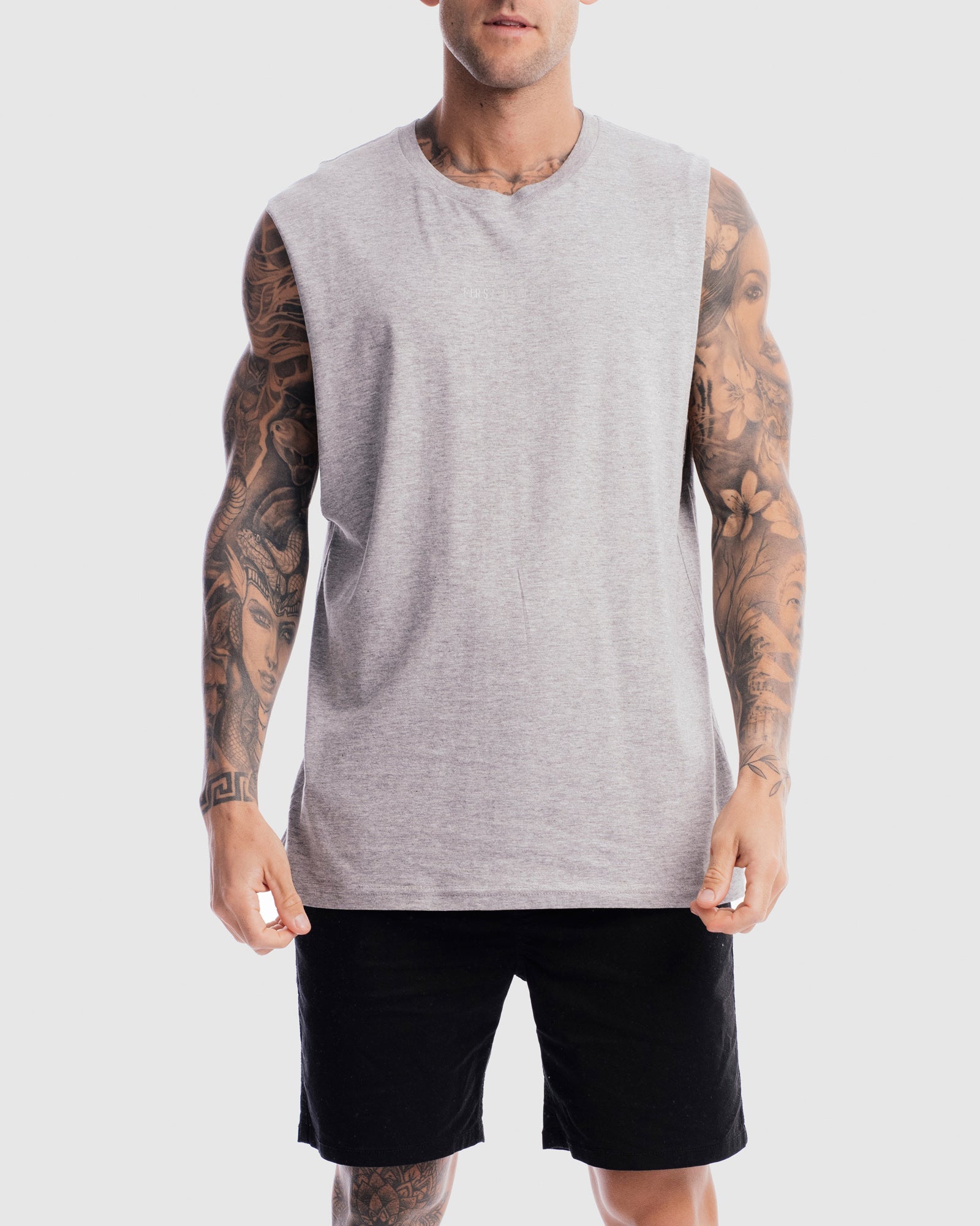 Mens Grand Stand Centre Tank - Marle Grey