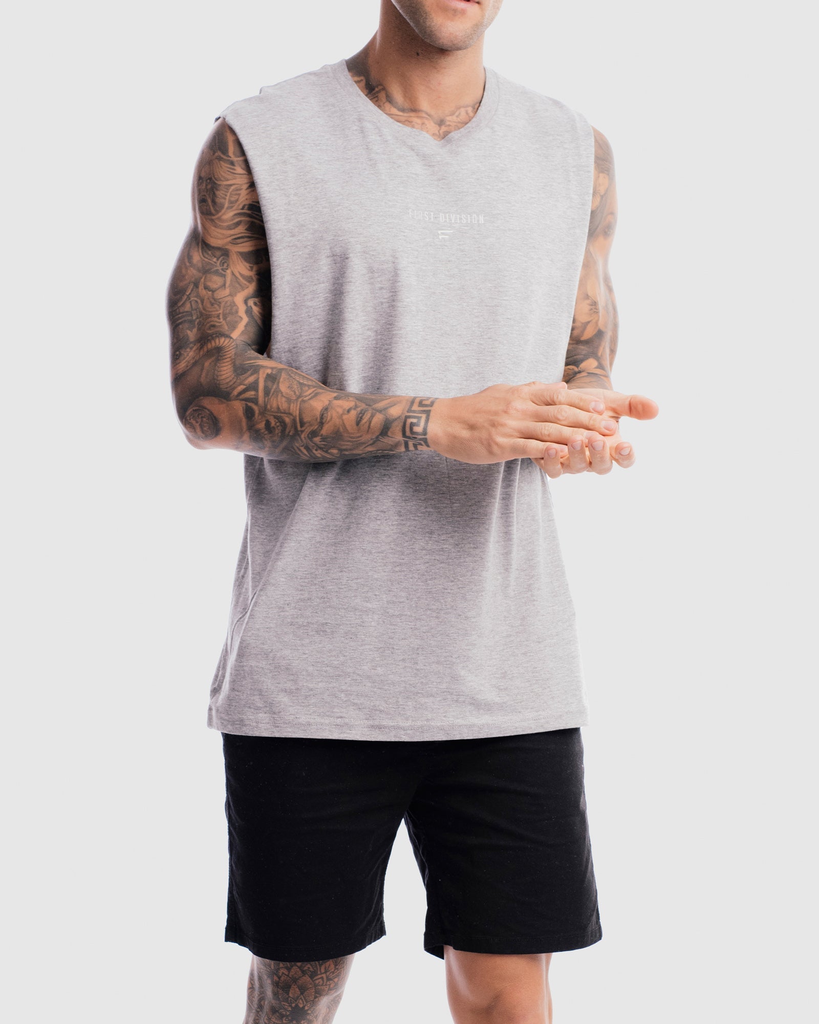 Mens Grand Stand Centre Tank - Marle Grey