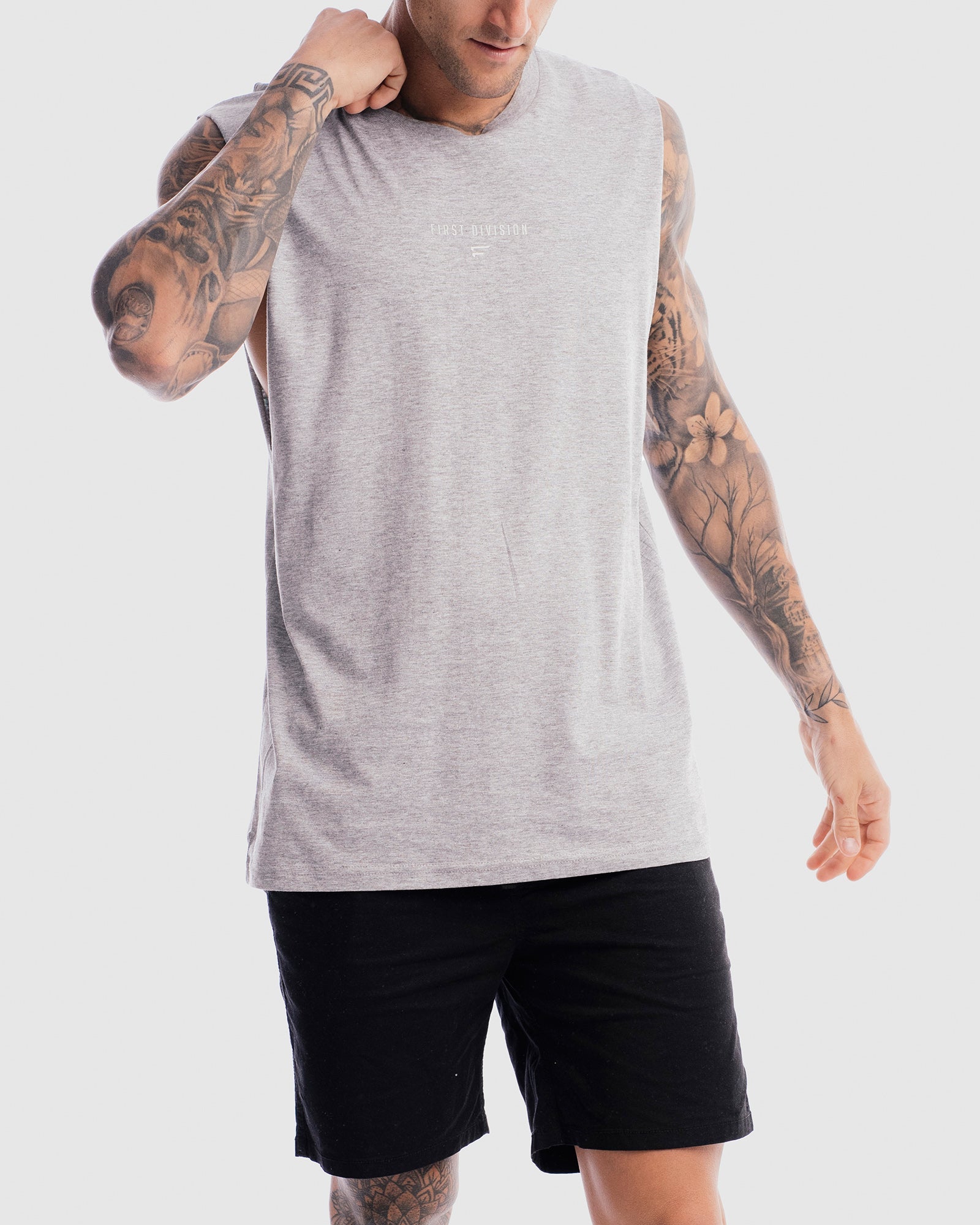 Mens Grand Stand Centre Tank - Marle Grey