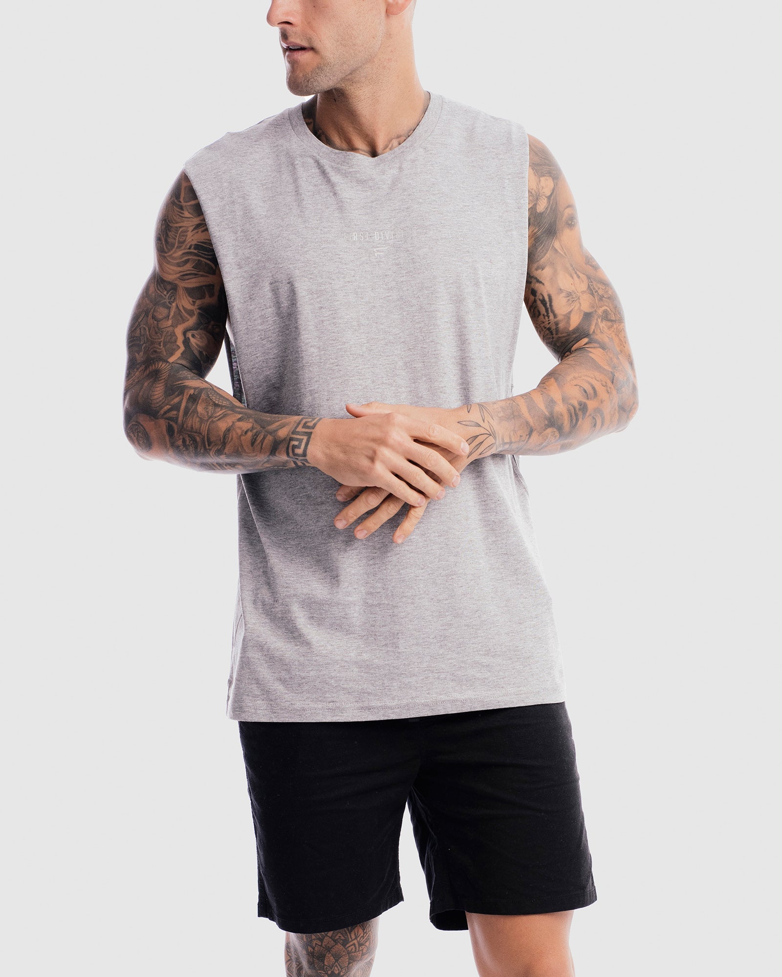 Mens Grand Stand Centre Tank - Marle Grey