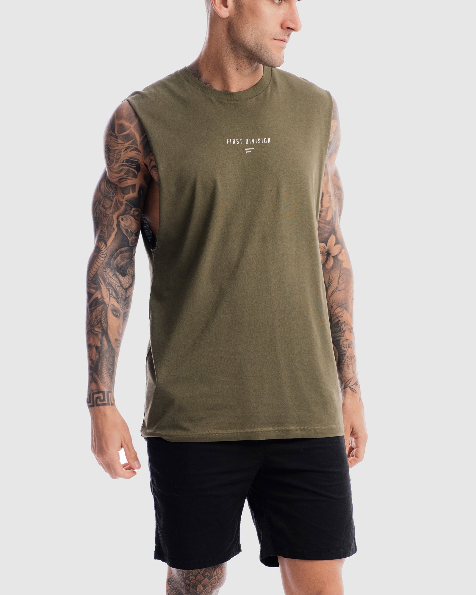 Mens Grand Stand Centre Tank - Olive