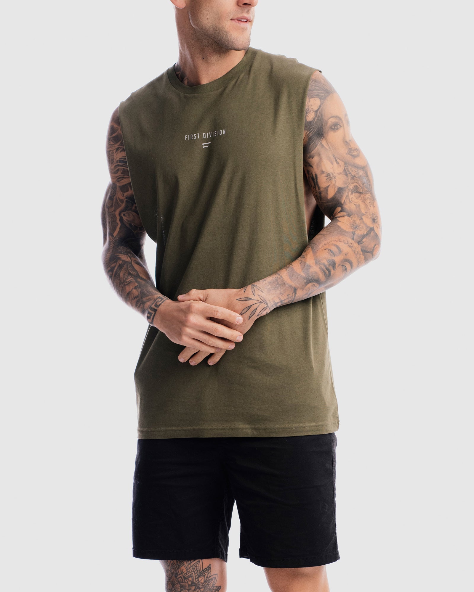 Mens Grand Stand Centre Tank - Olive