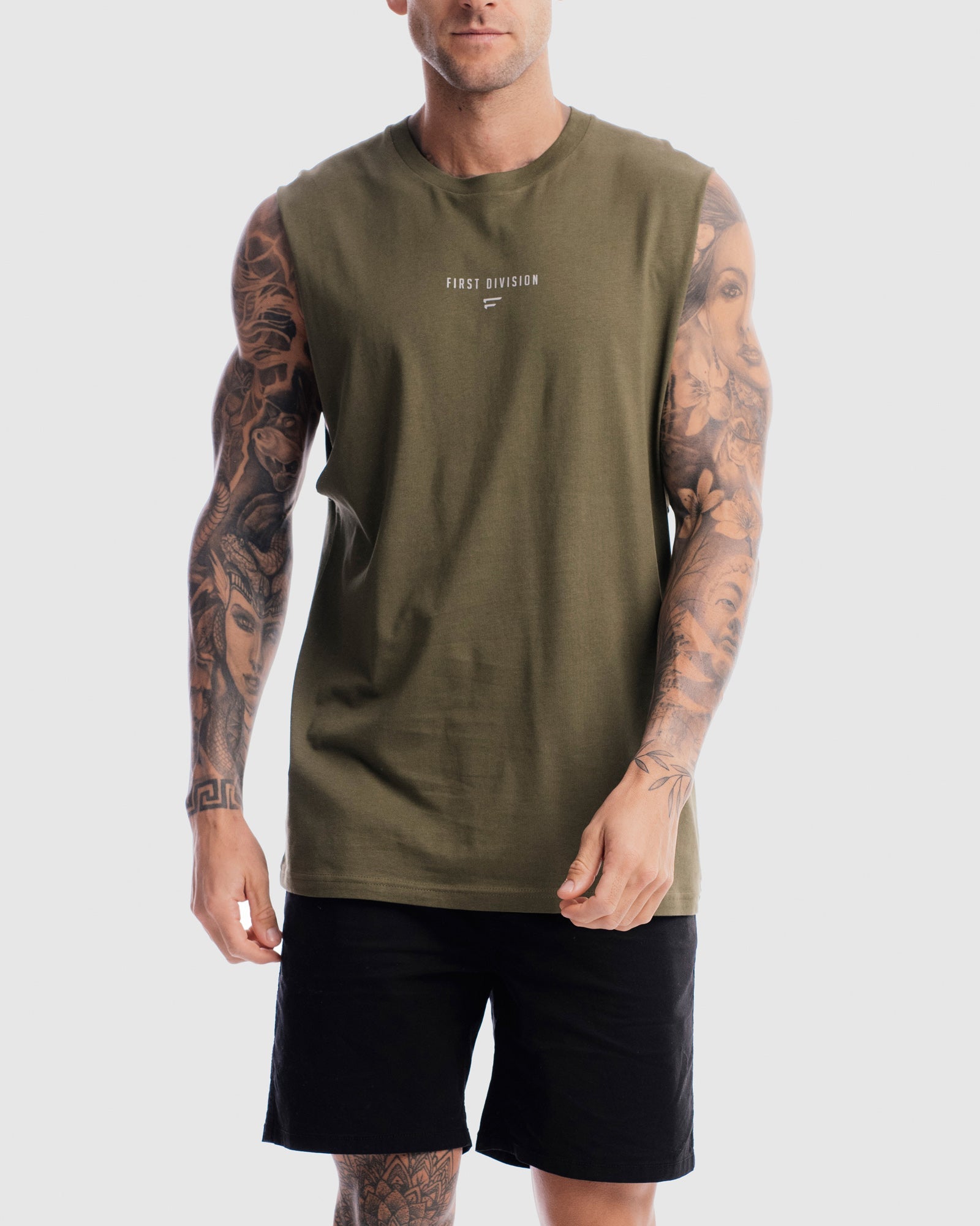 Mens Grand Stand Centre Tank - Olive