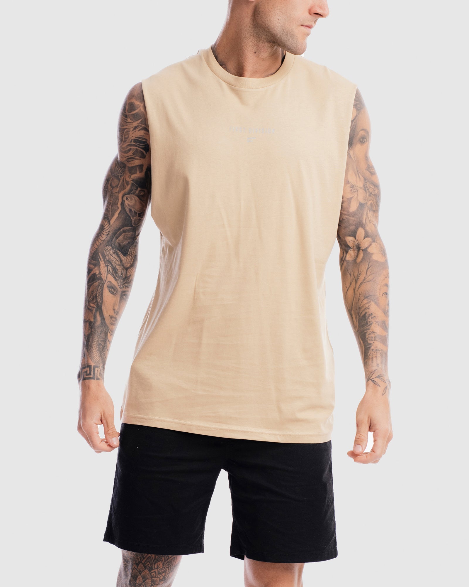 Mens Grand Stand Centre Tank - Camel
