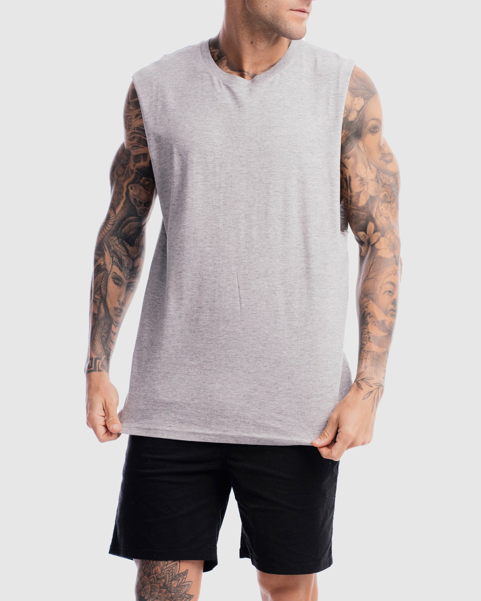 Mens Grand Stand Centre Tank - Marle Grey