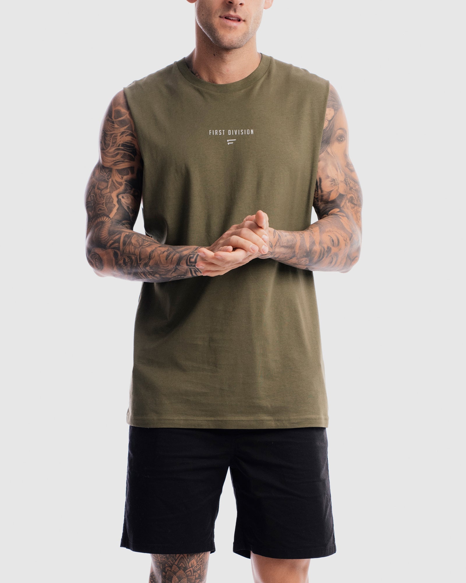 Mens Grand Stand Centre Tank - Olive