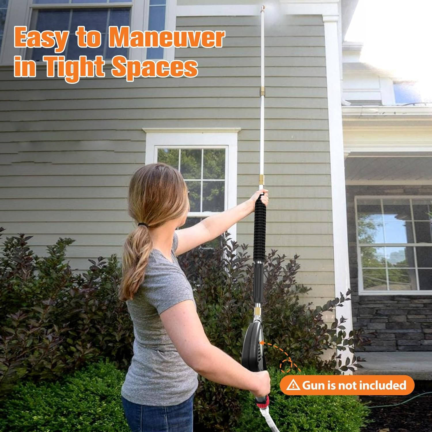 4000 PSI Telescoping High Pressure Power Washer Extension Wands For Gutter & Roof Drainage & Walls Cleaning