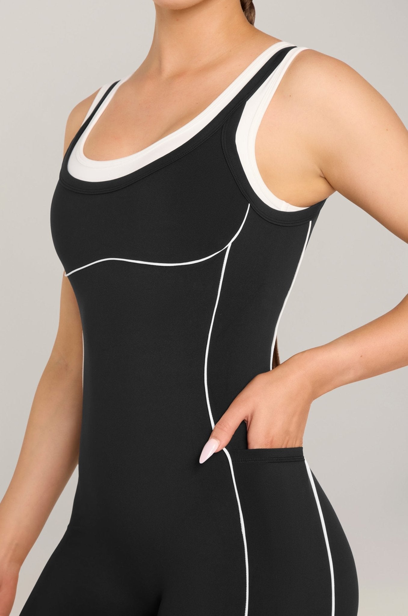 Contrast Jumpsuit - Black