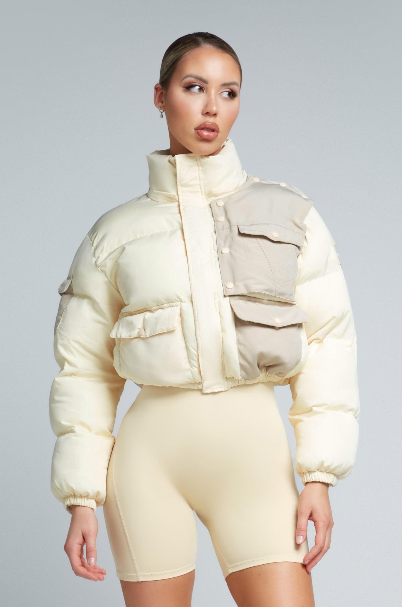 KG Cropped Puffer Jacket - Cream