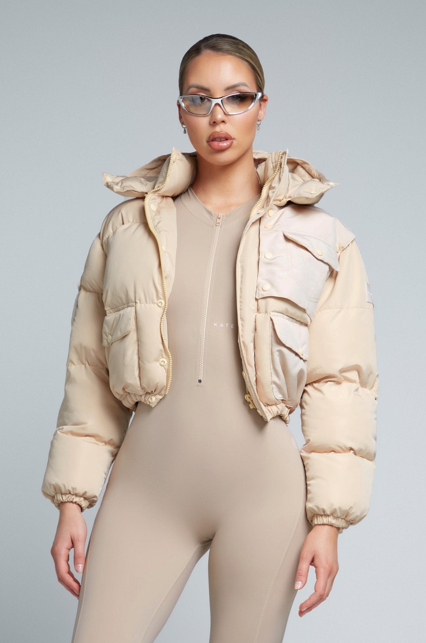 KG Cropped Puffer Jacket - Latte