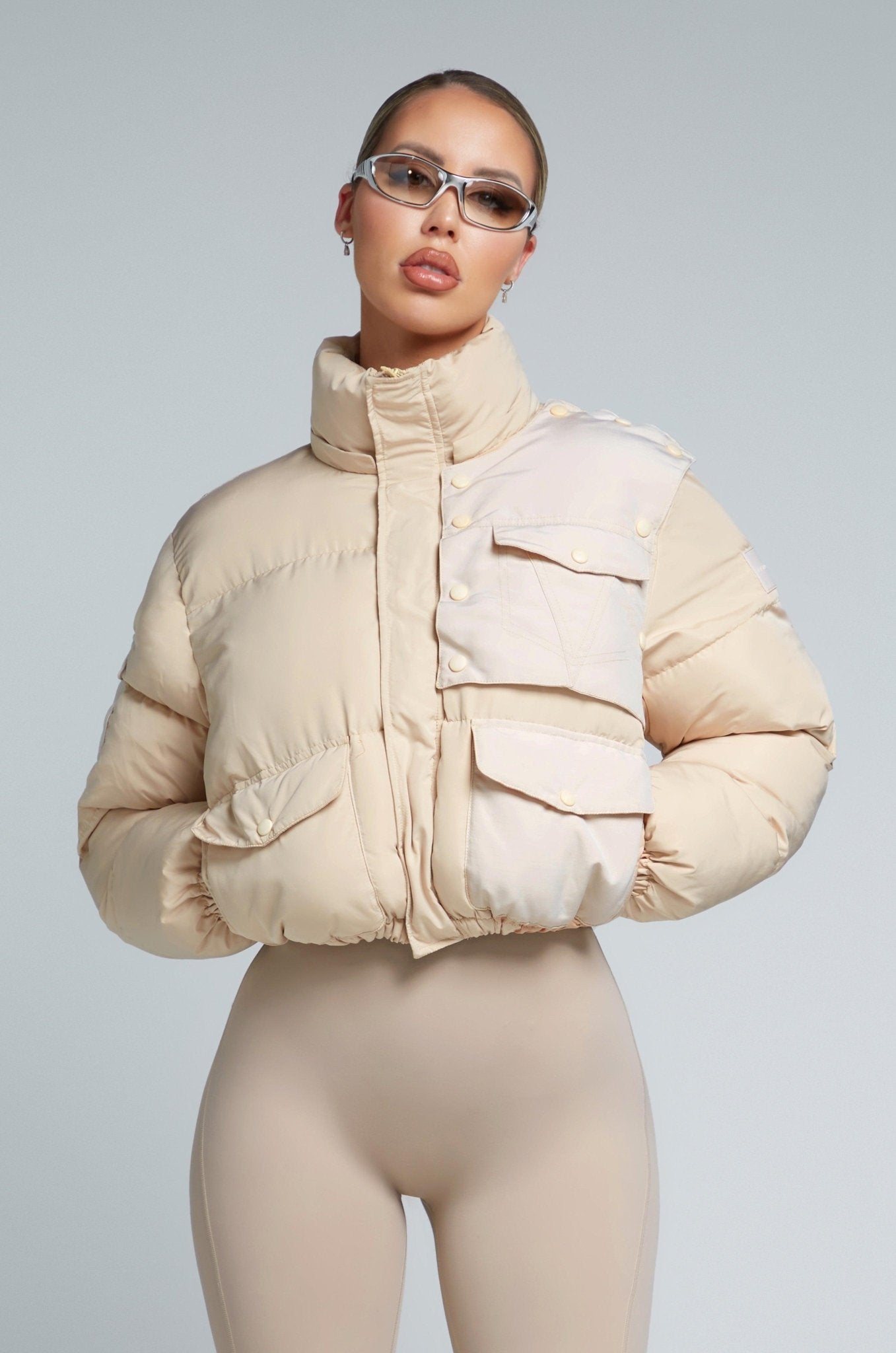 KG Cropped Puffer Jacket - Latte