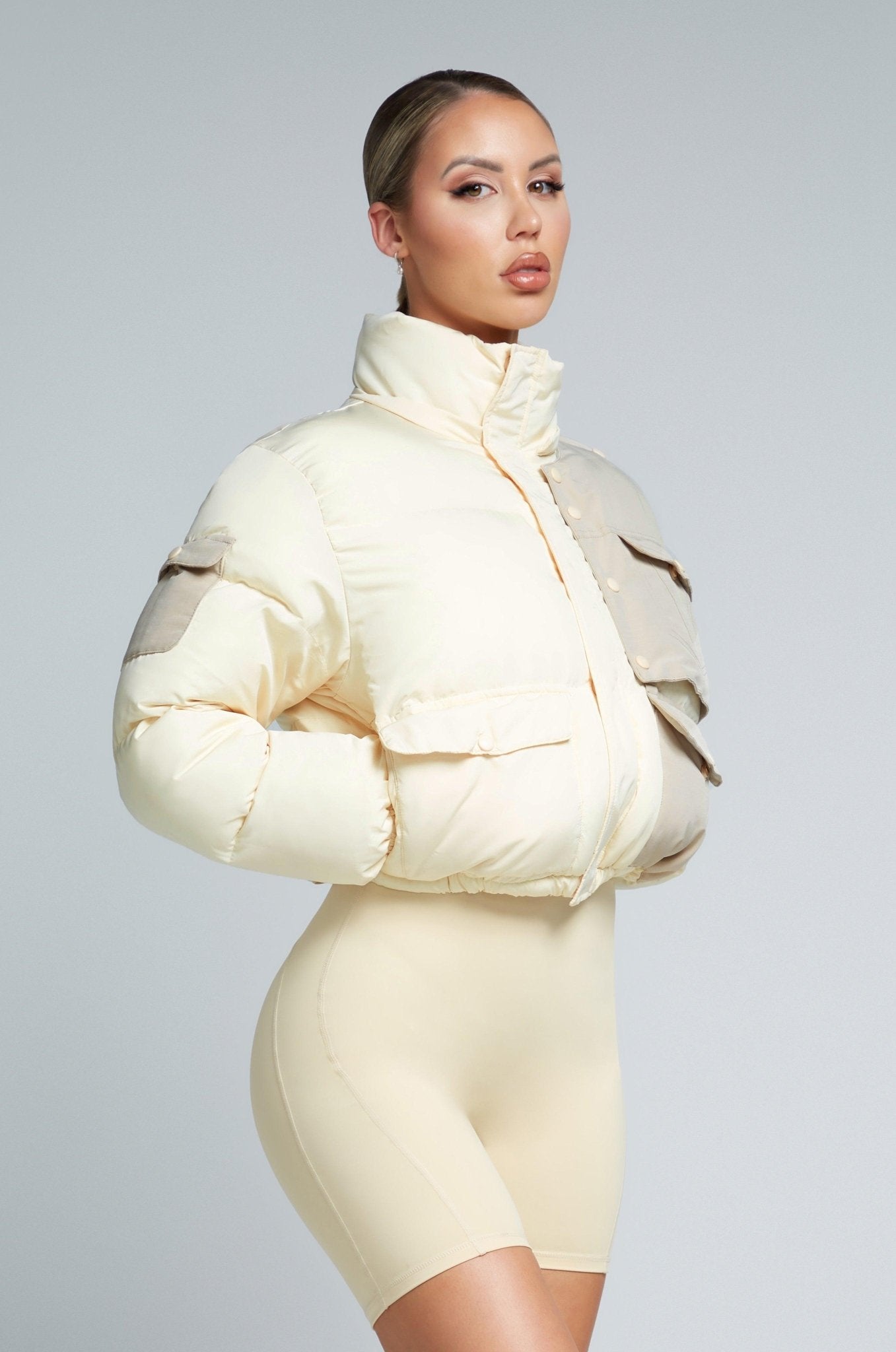 KG Cropped Puffer Jacket - Cream