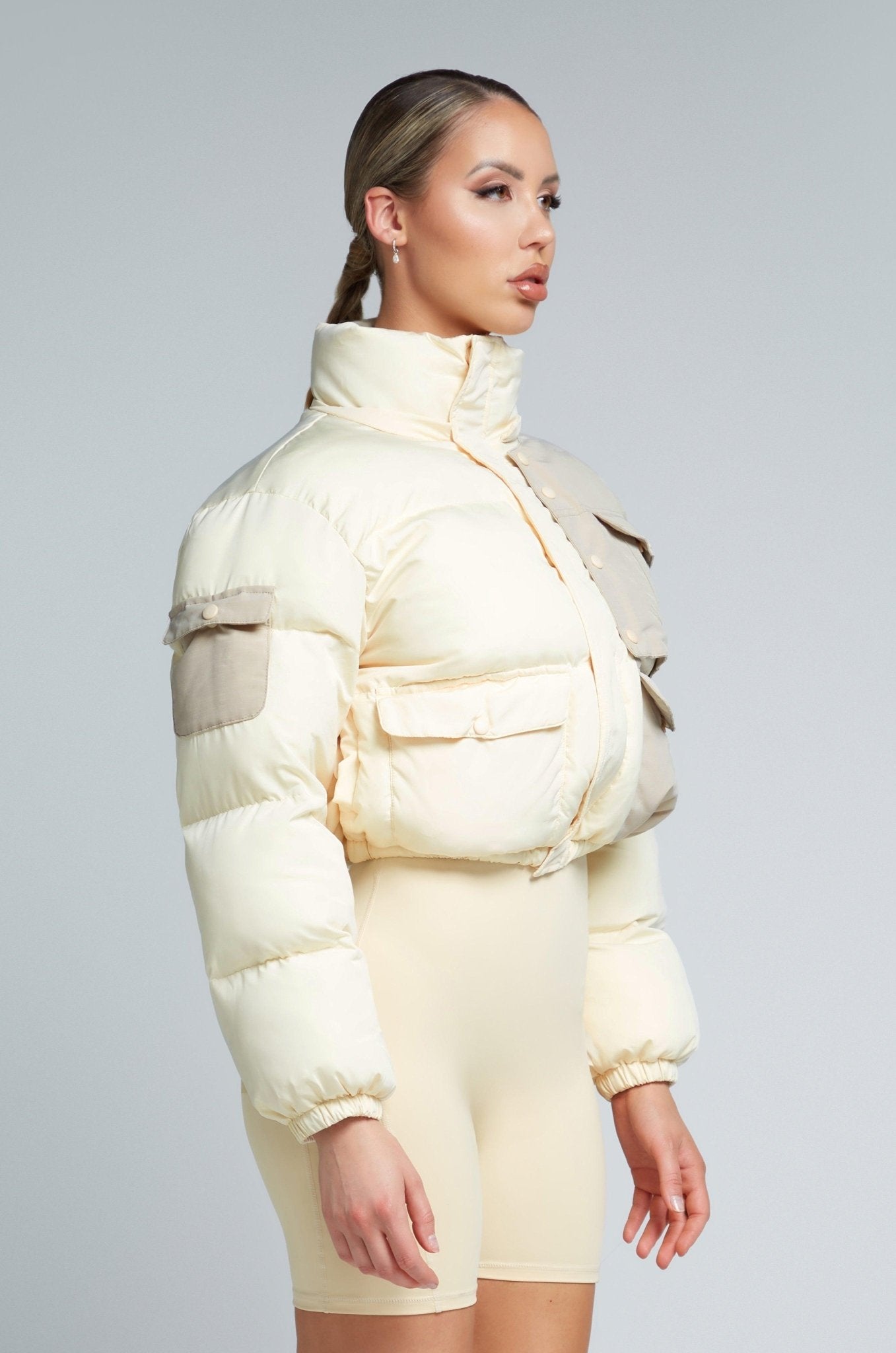 KG Cropped Puffer Jacket - Cream