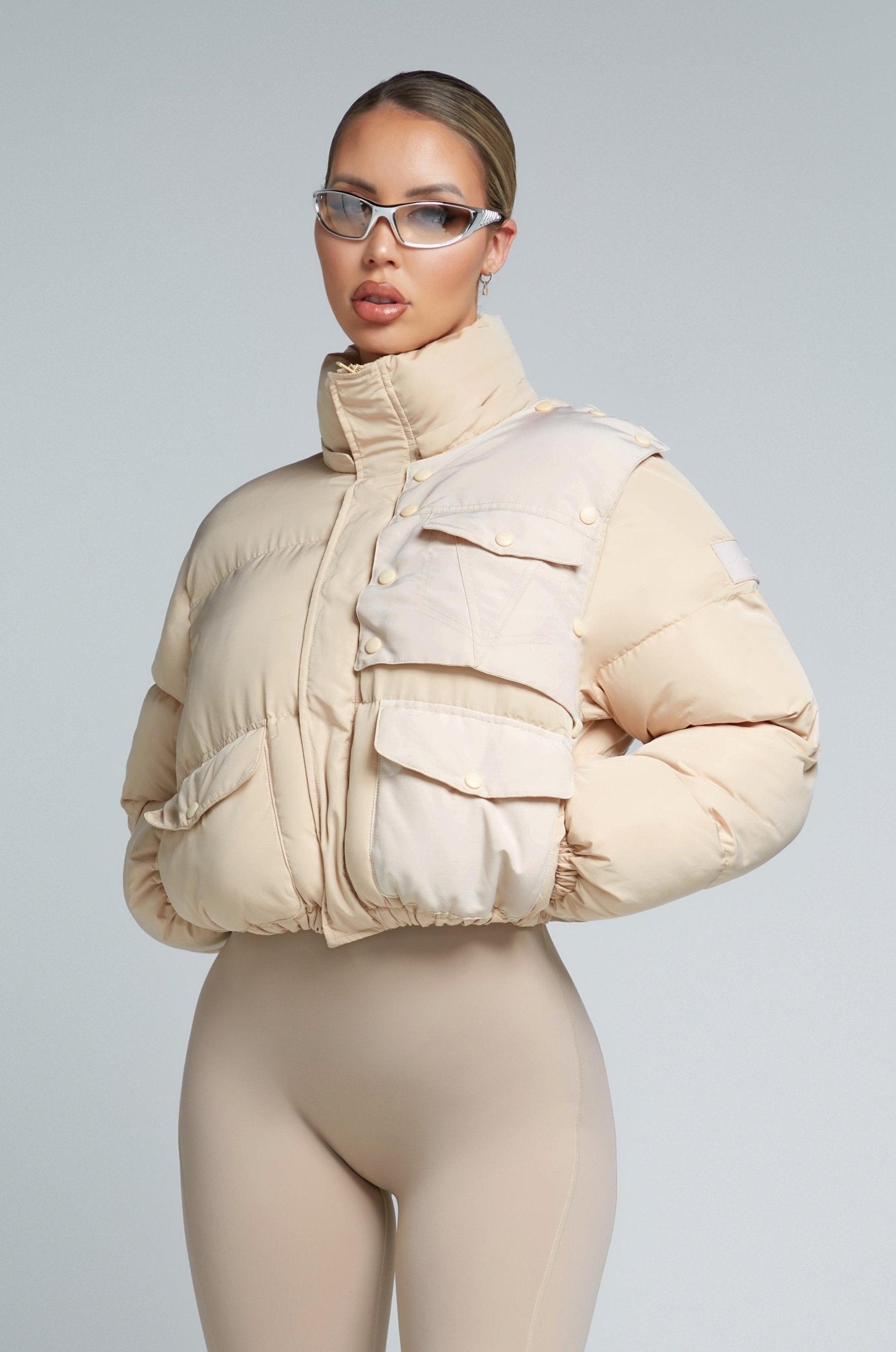 KG Cropped Puffer Jacket - Latte