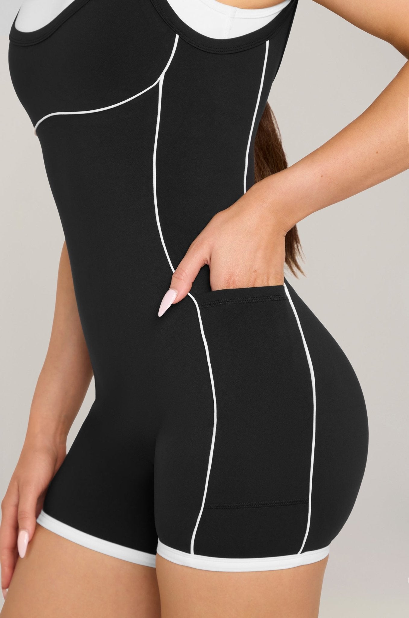 Contrast Romper - Black