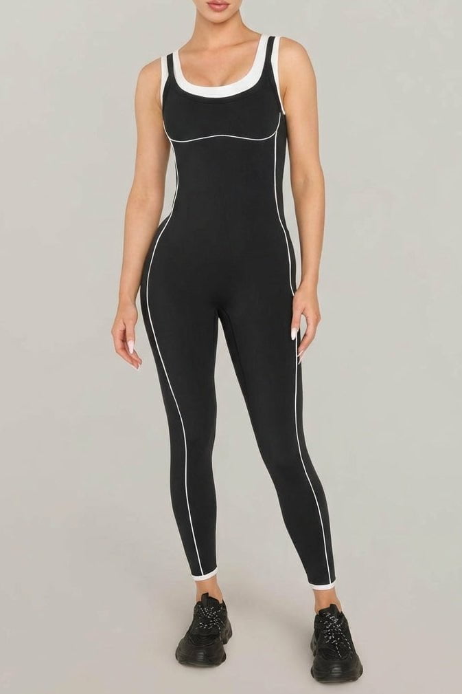 Contrast Jumpsuit - Black