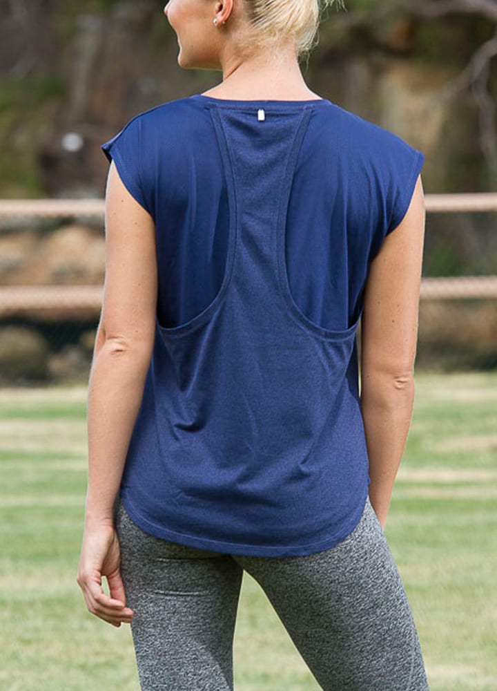Racer Back T-Shirt - Blue Marl