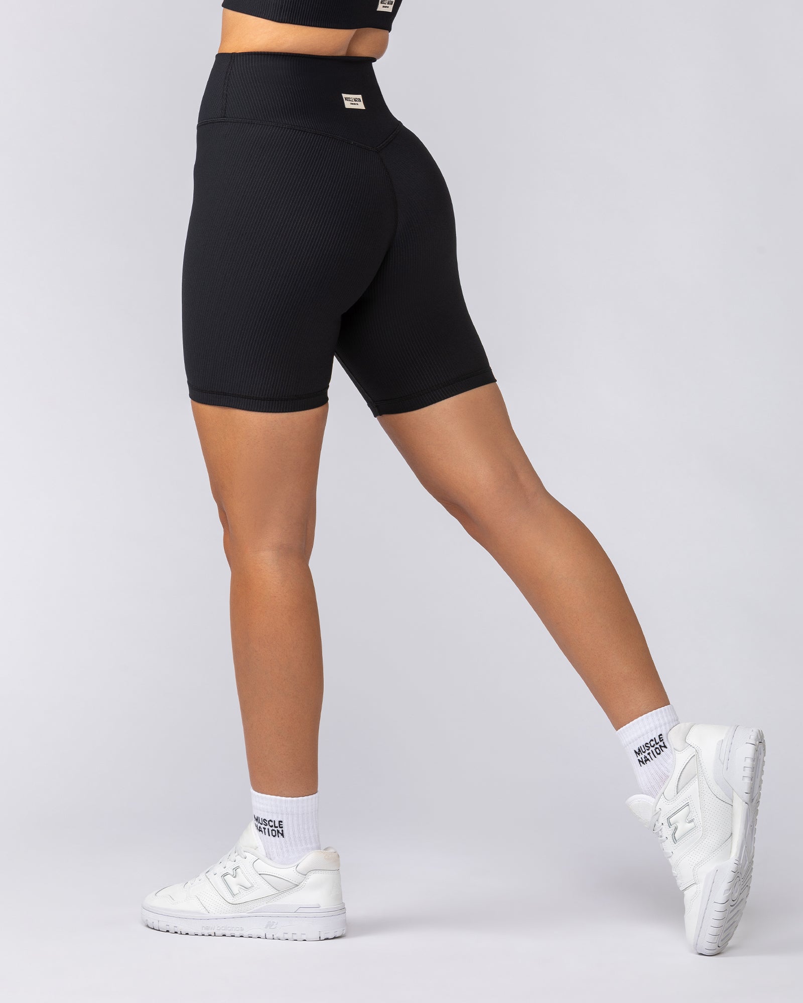 Zero Rise Rib Bike Shorts - Black (Silicone Logo)