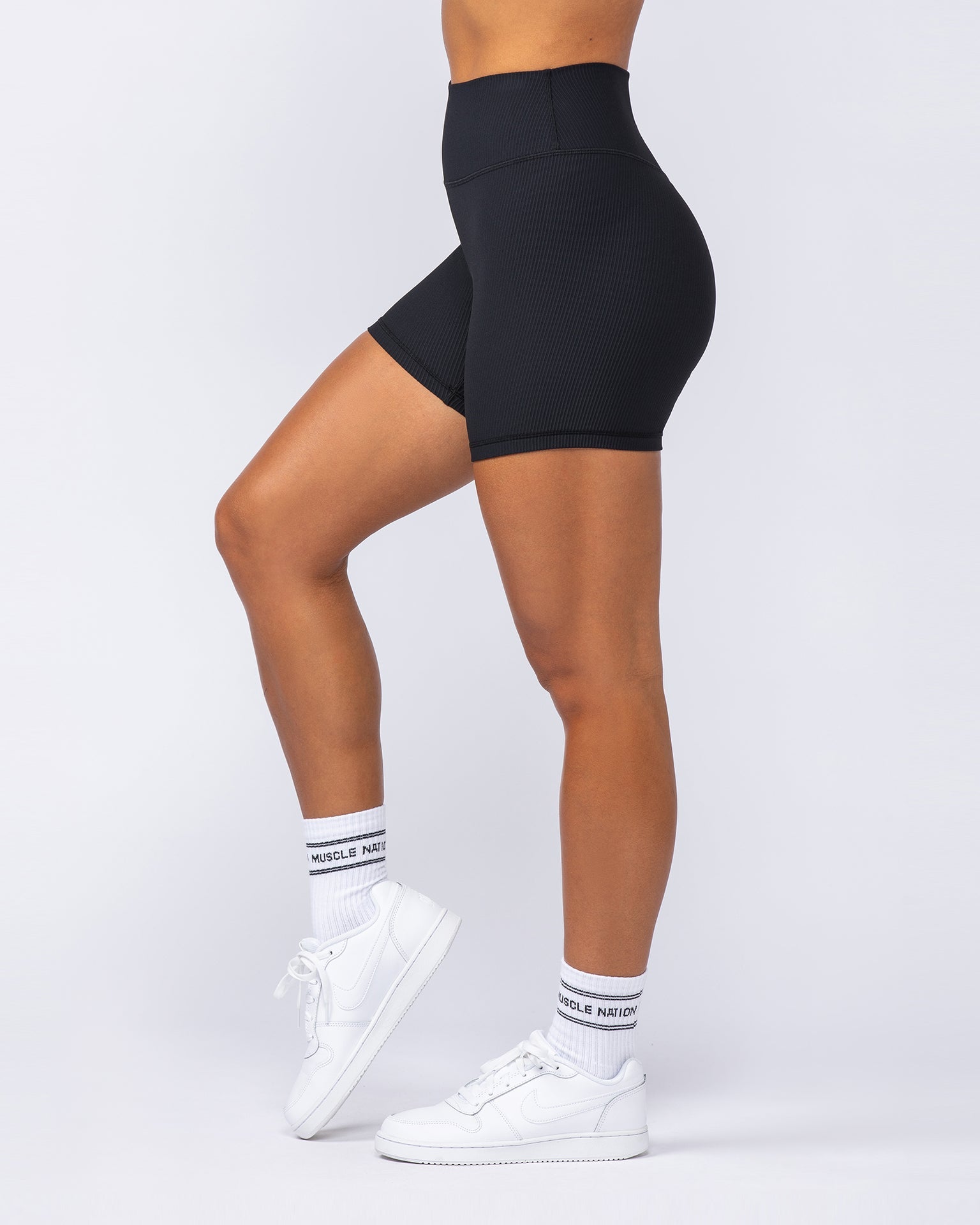 Zero Rise Rib Midway Shorts - Black (Silicone Logo)