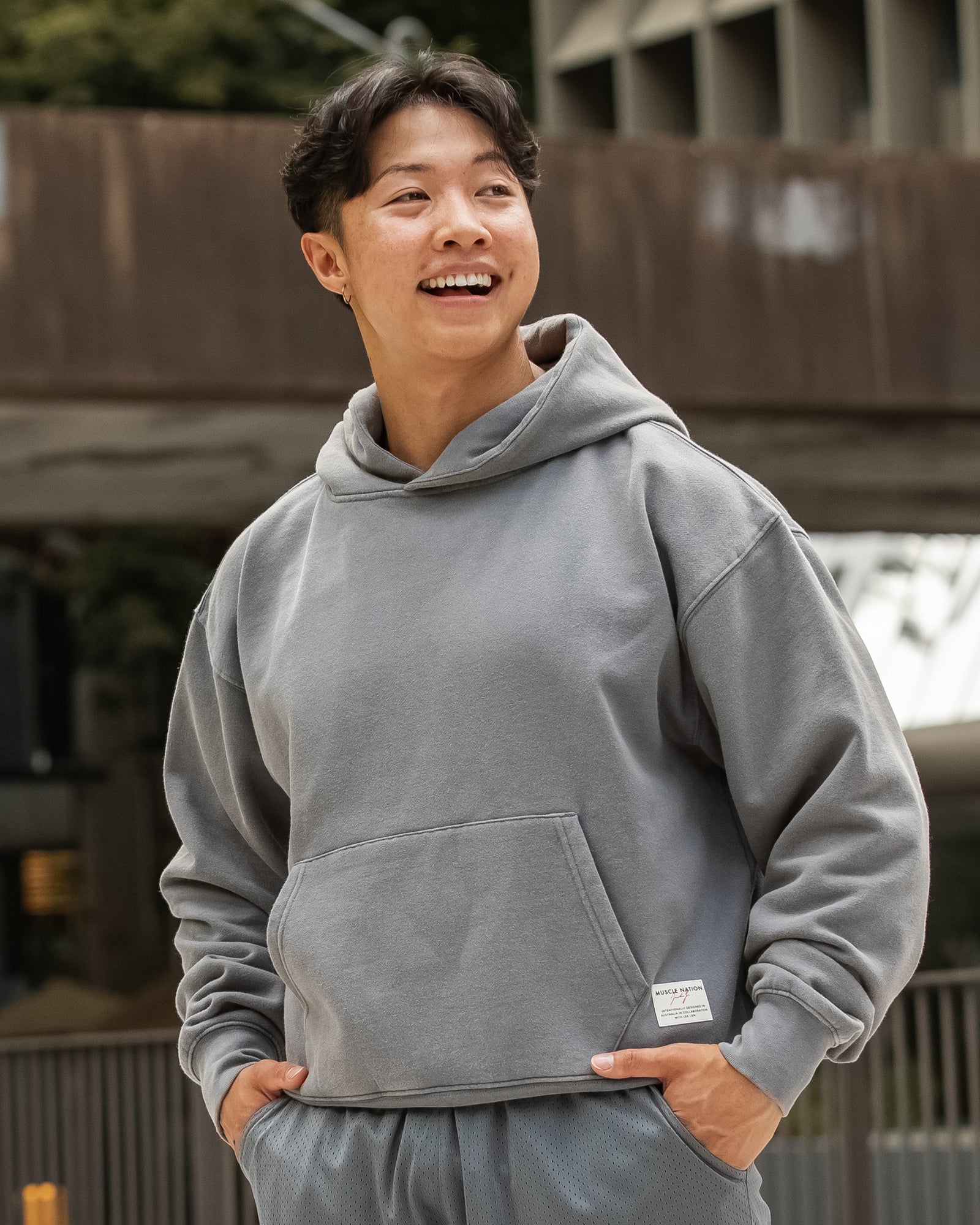 Lee Lem Cropped Hoodie - Washed Platinum Grey