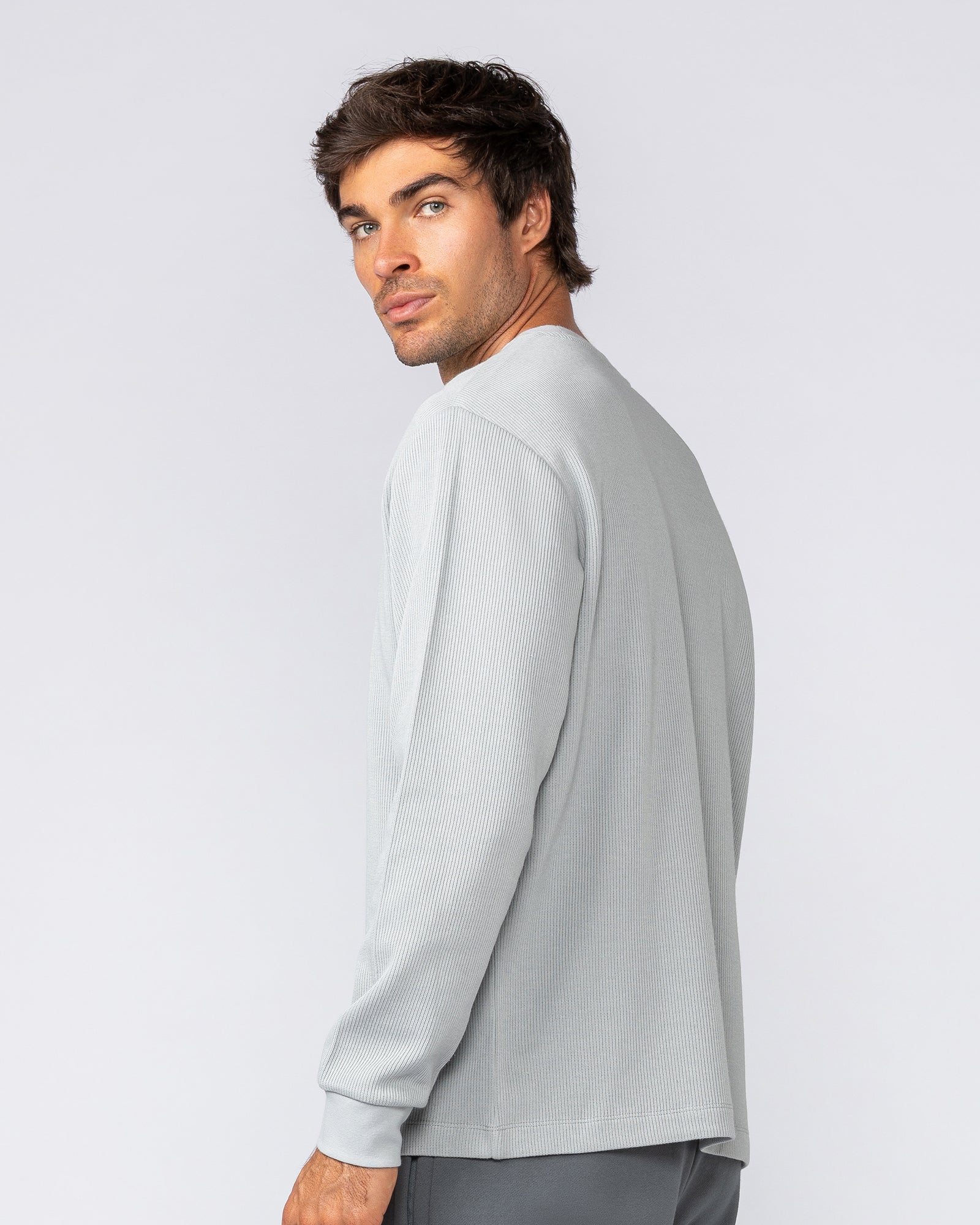Rib Long Sleeve Tee - Light Grey