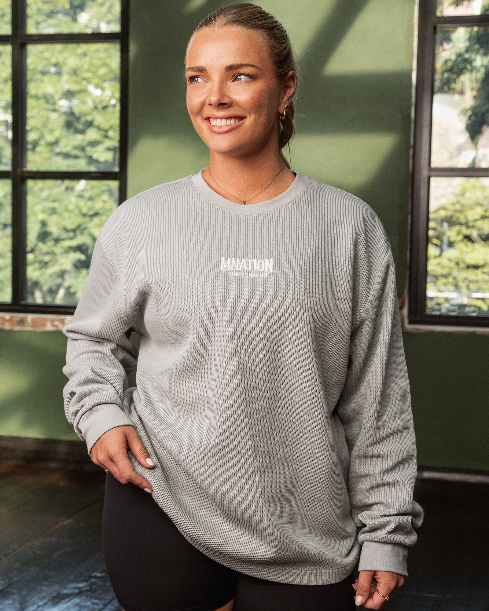 Rib Long Sleeve Tee - Light Grey