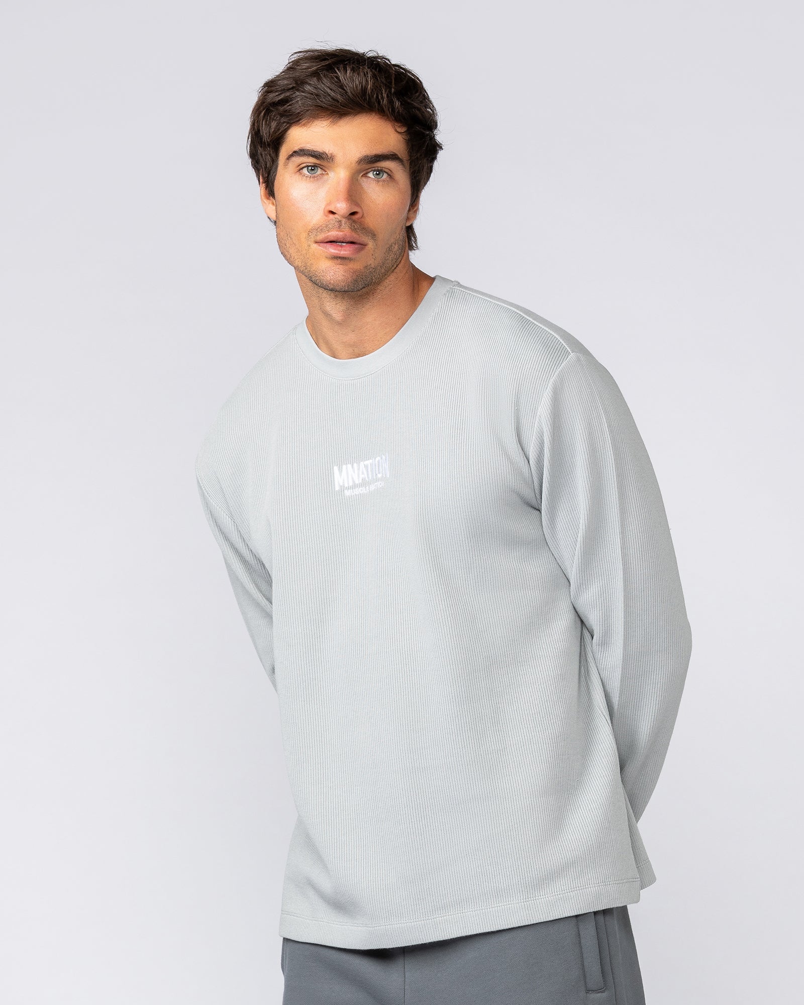 Rib Long Sleeve Tee - Light Grey
