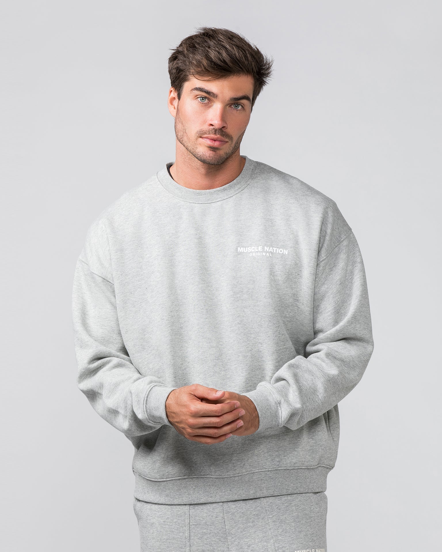 Worldwide Crew Pullover - Grey Marl